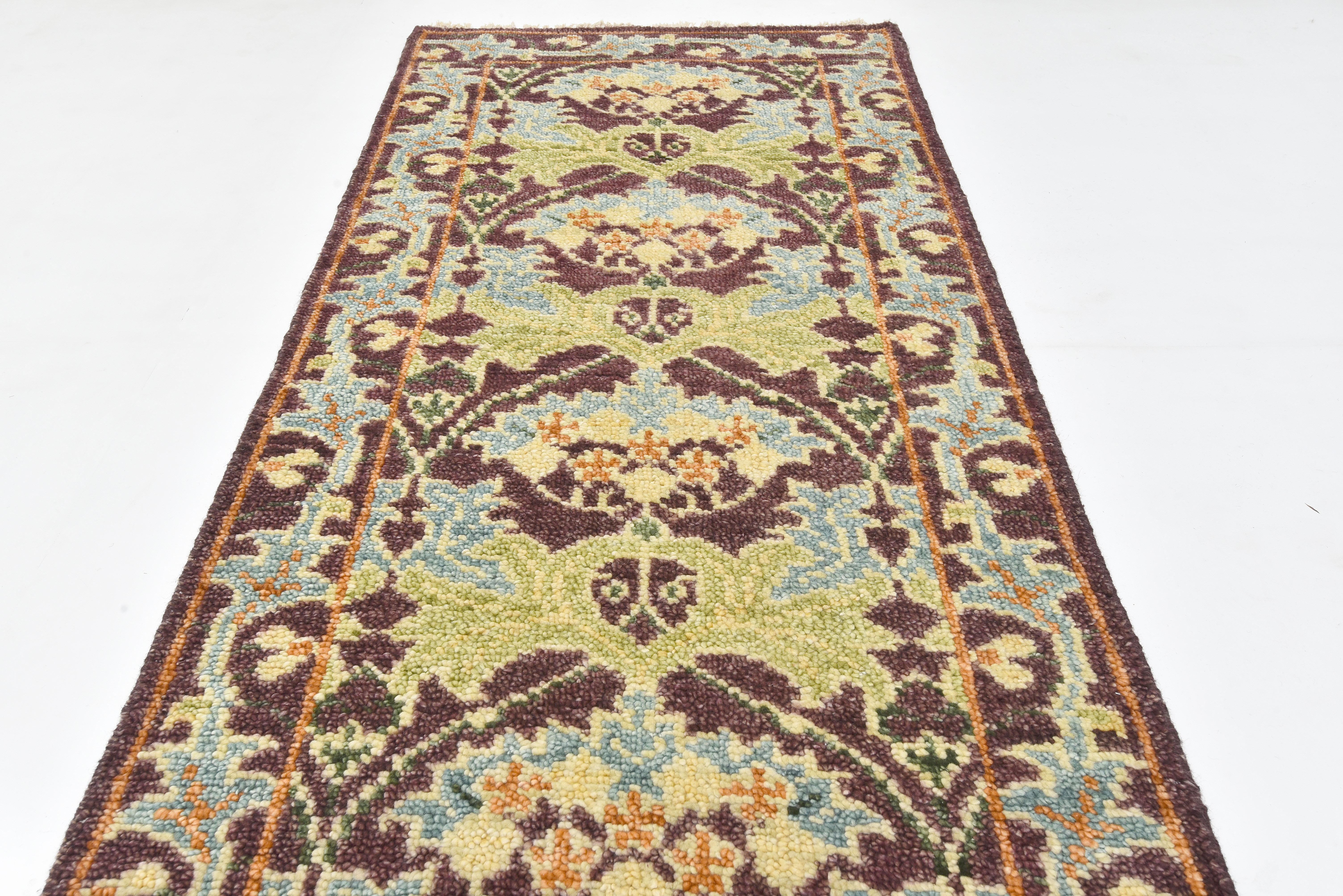 Arts and Crafts Burgundy William Morris Inspired Runner For Sale
