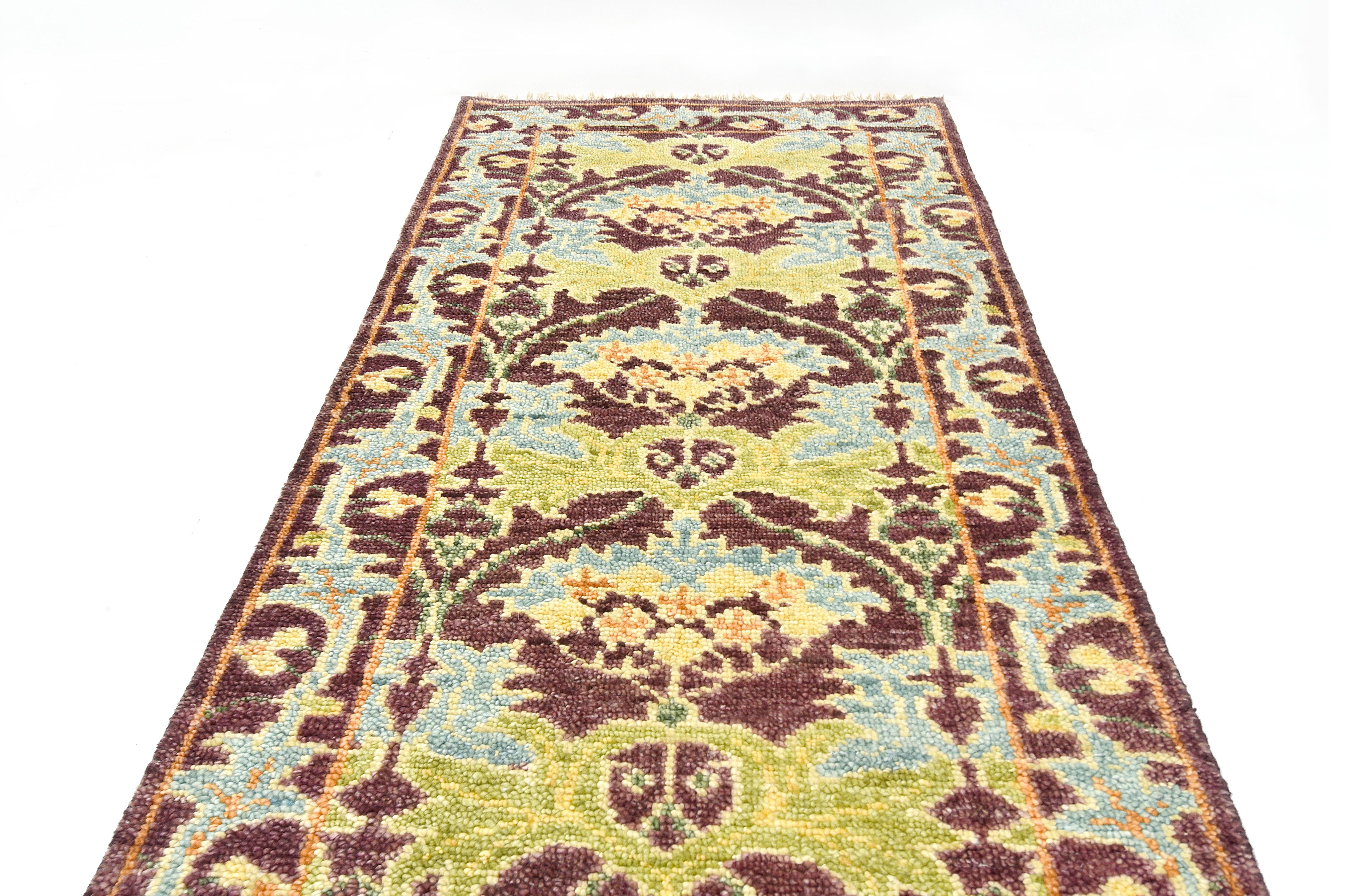 Arts and Crafts Burgundy William Morris Inspired Runner For Sale