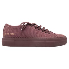Burgundy Woman by Common Projects Textured Suede Sneakers