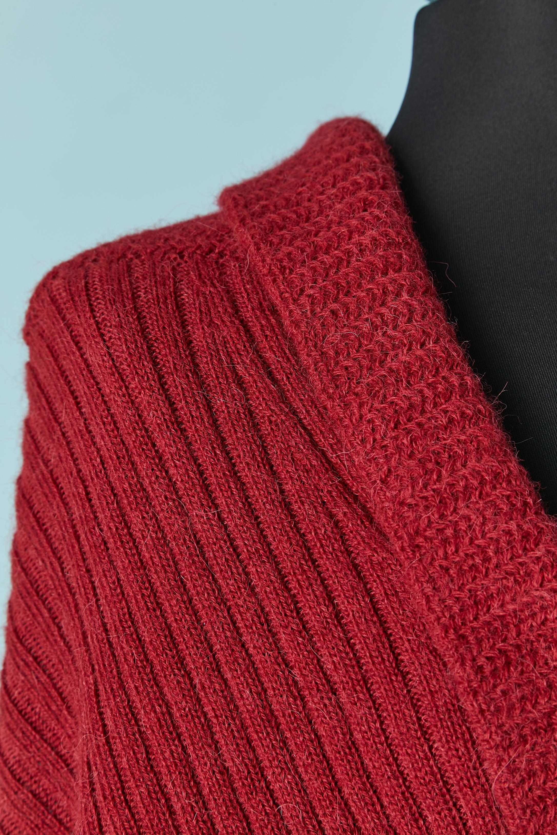 Red Burgundy wool and alpaca cardigan LANVIN by Alber Elbaz 