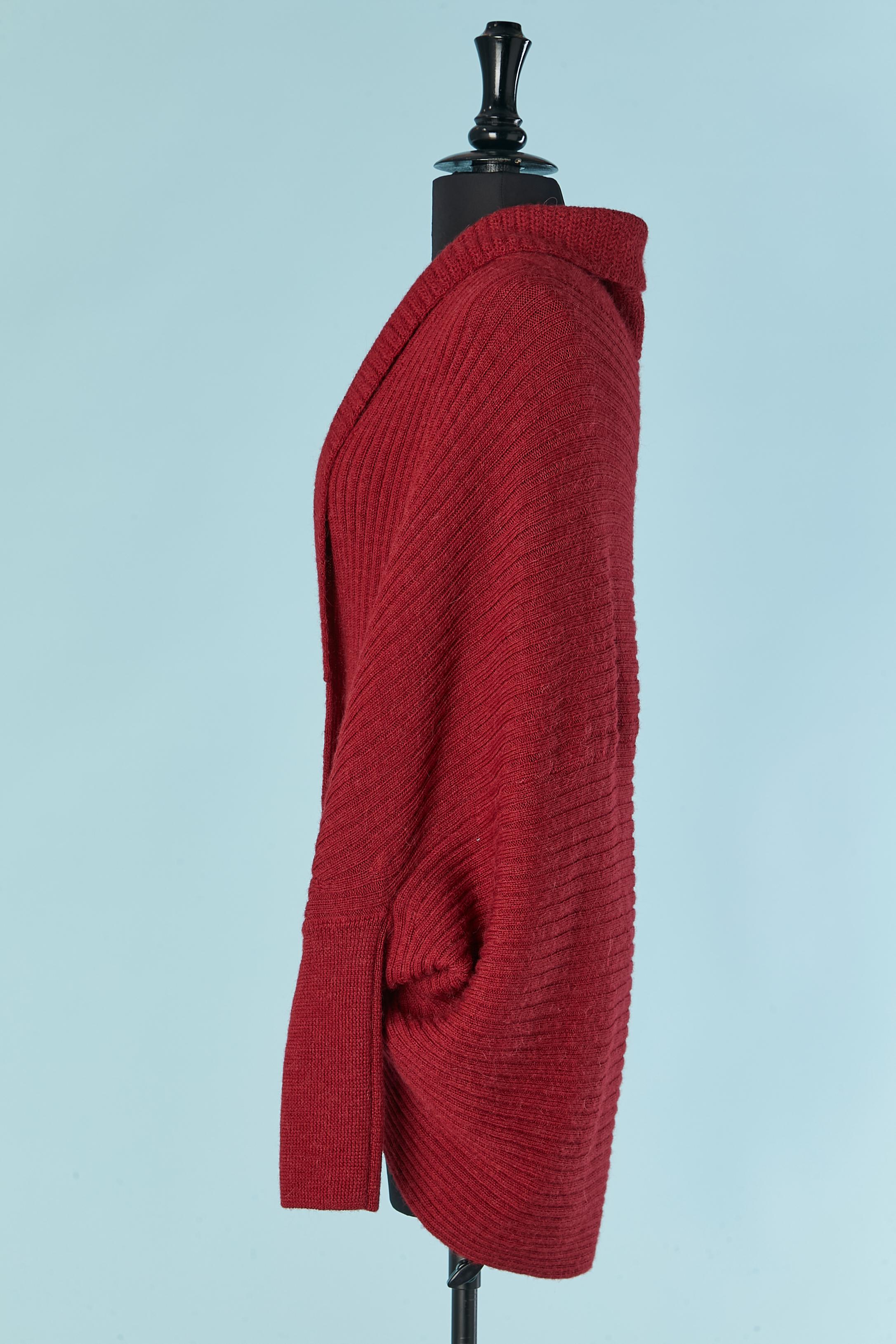 Women's Burgundy wool and alpaca cardigan LANVIN by Alber Elbaz 