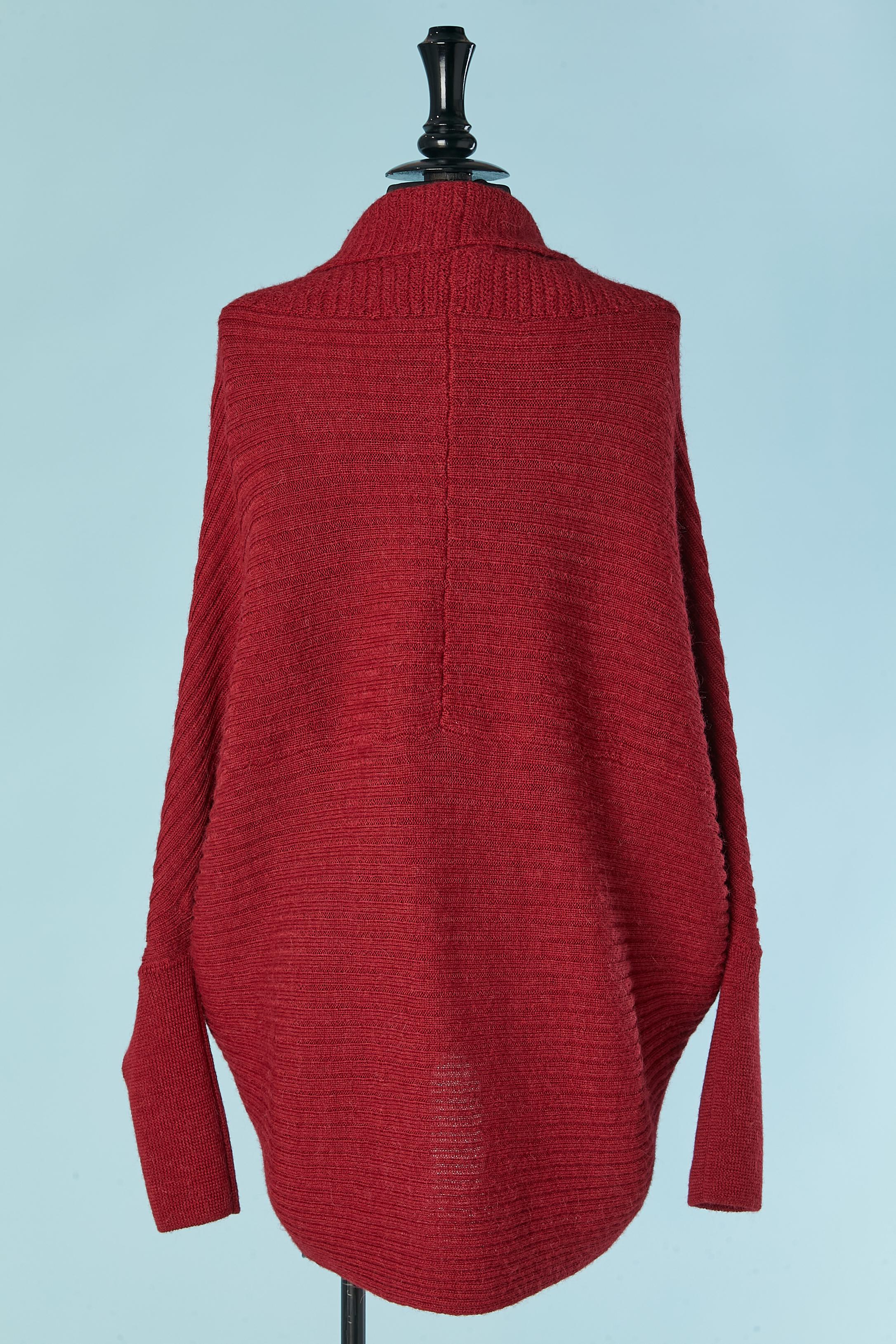 Burgundy wool and alpaca cardigan LANVIN by Alber Elbaz 