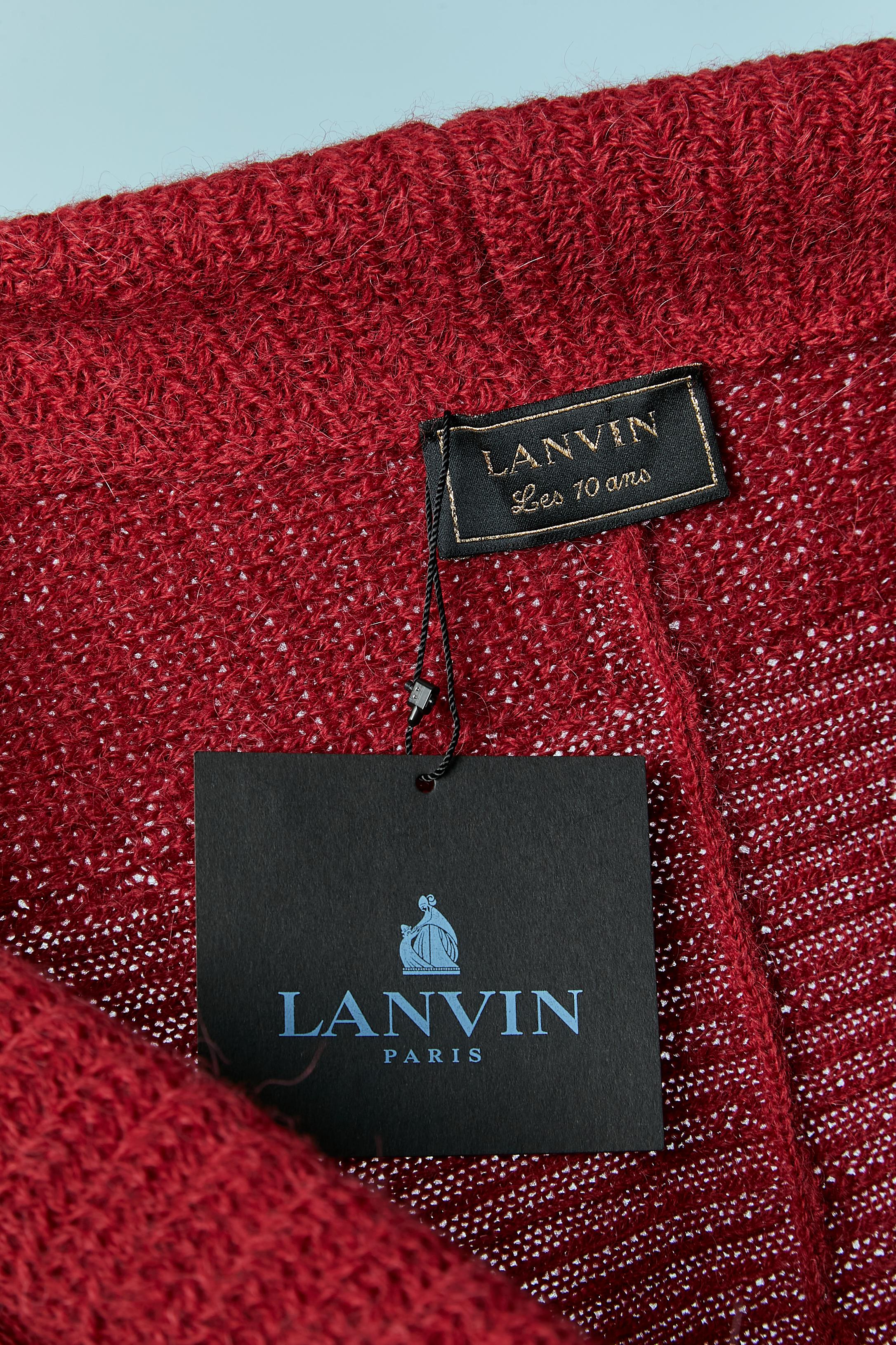 Burgundy wool and alpaca cardigan LANVIN by Alber Elbaz 