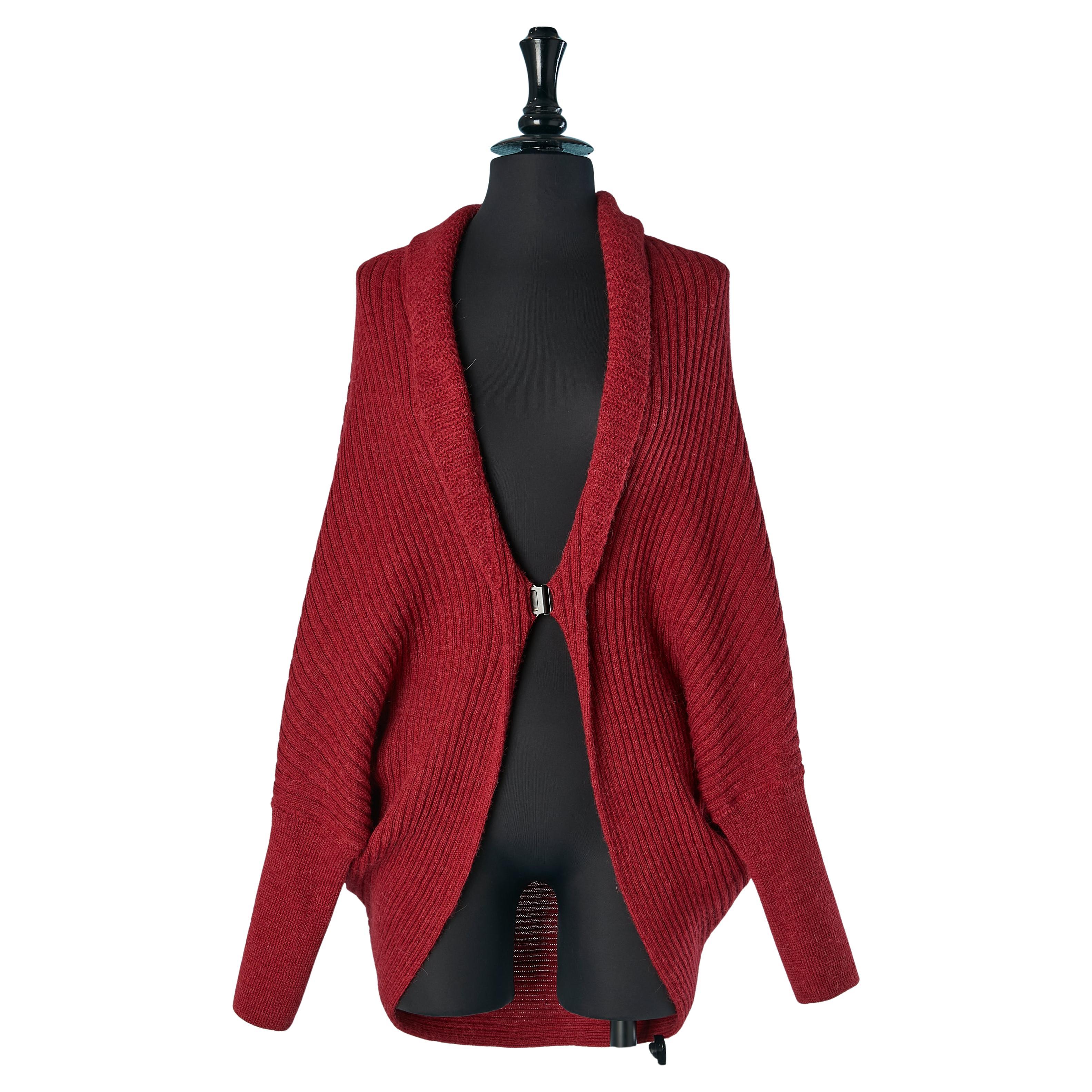 Burgundy wool and alpaca cardigan LANVIN by Alber Elbaz "Les 10 ans" NEW For Sale