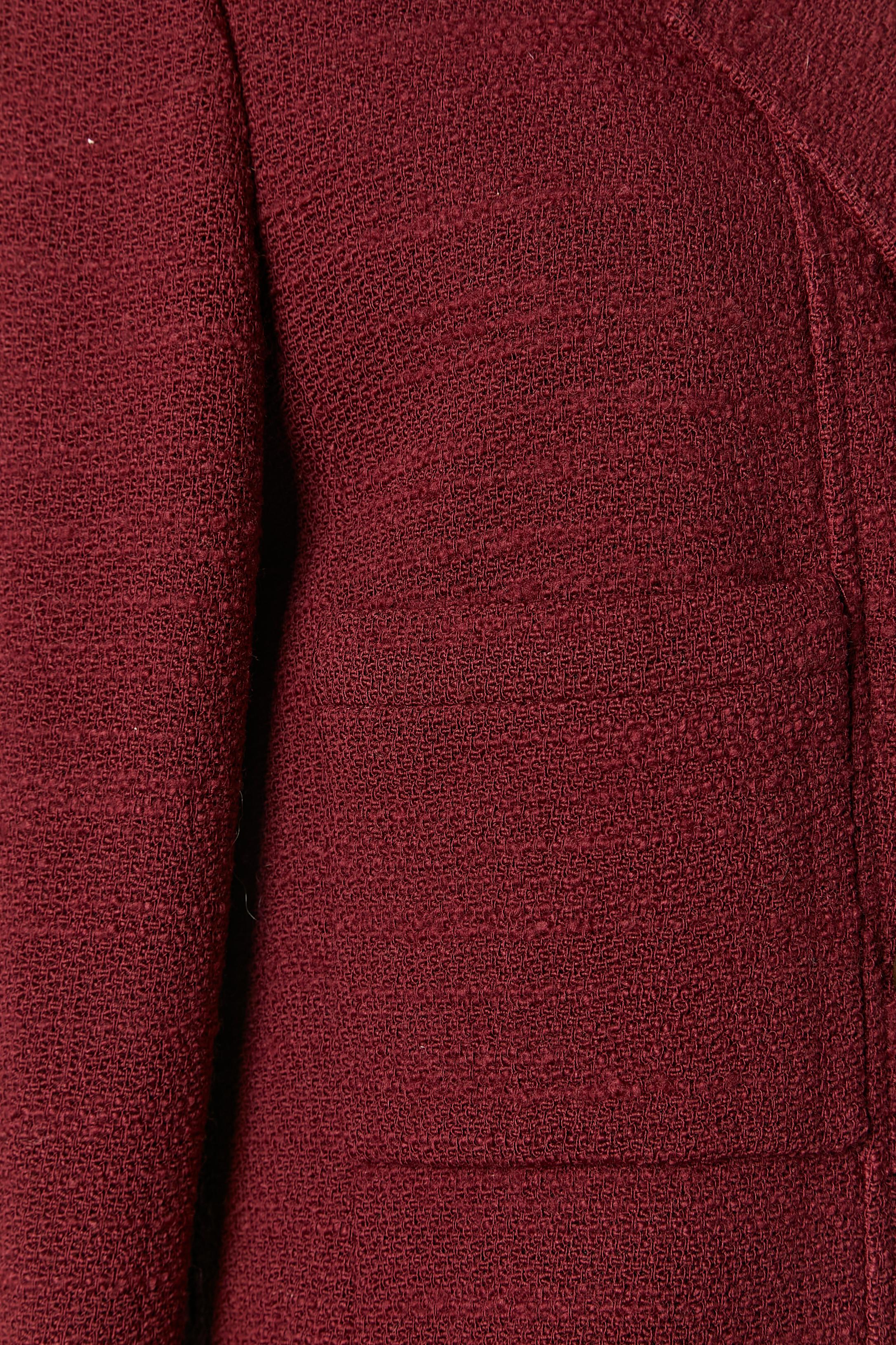 Chaqueta cruzada de lana burdeos CHANEL Boutique FW 1998 en Excelente estado para la venta en Saint-Ouen-Sur-Seine, FR