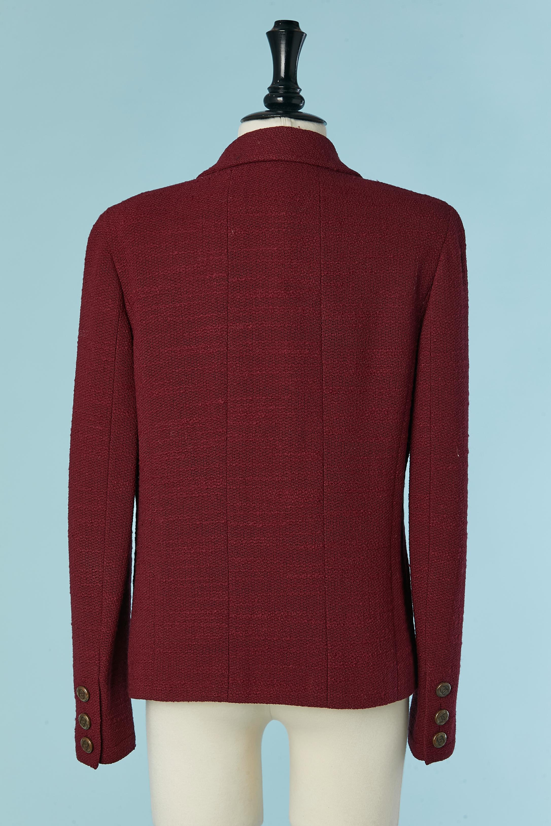 Chaqueta cruzada de lana burdeos CHANEL Boutique FW 1998 en venta 2