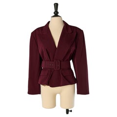 Burgundy wool wrap jacket with belt JEAN-PAUL GAULTIER