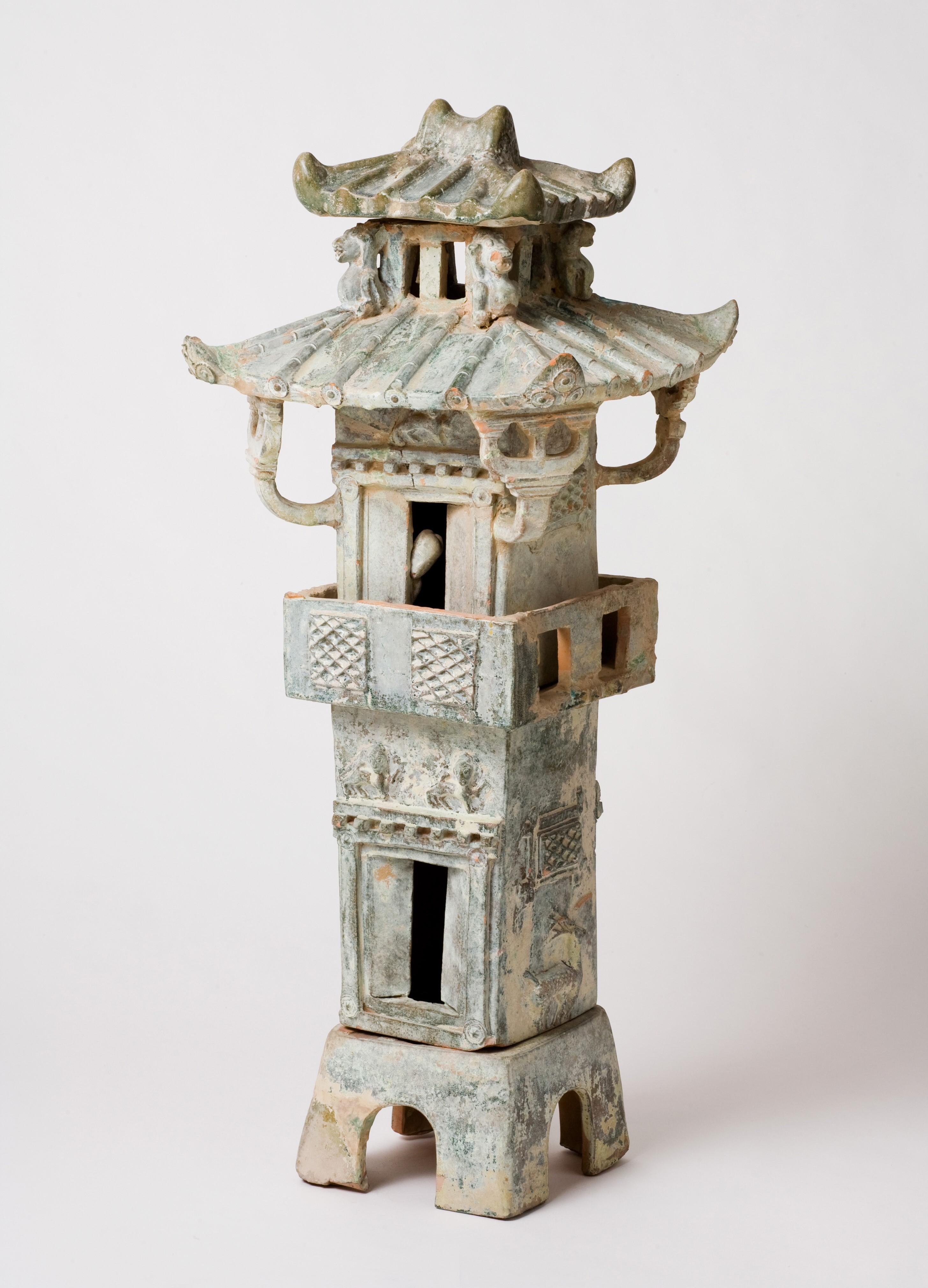 Hong Kong Burial Model of a Green glazed Watch-Tower, Han Dynasty