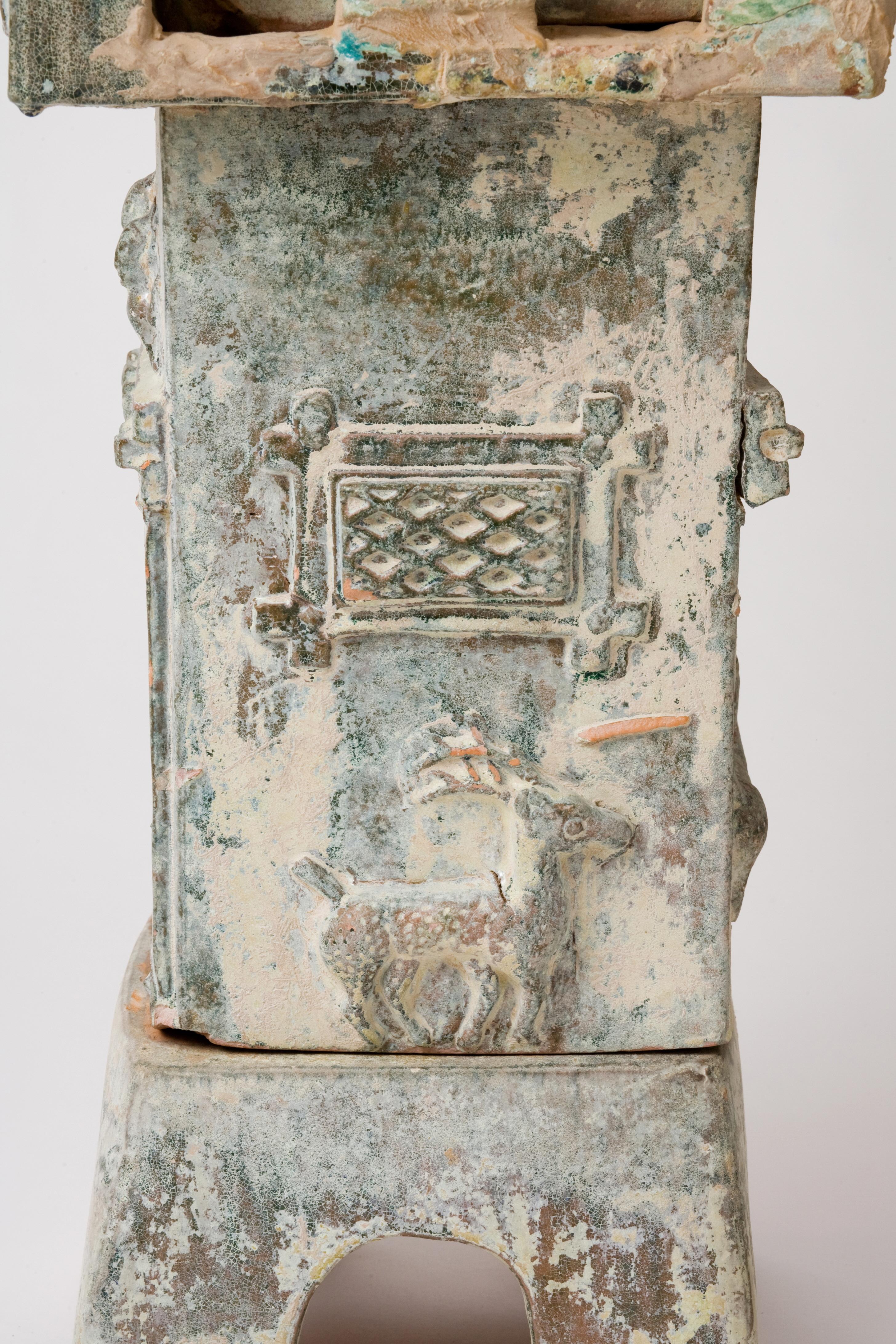 Burial Model of a Green glazed Watch-Tower, Han Dynasty In Good Condition In seoul, KR