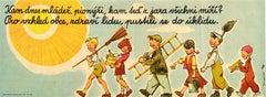 Original Vintage Poster Pioneer Youth Spring Clean Czech Village Health Children