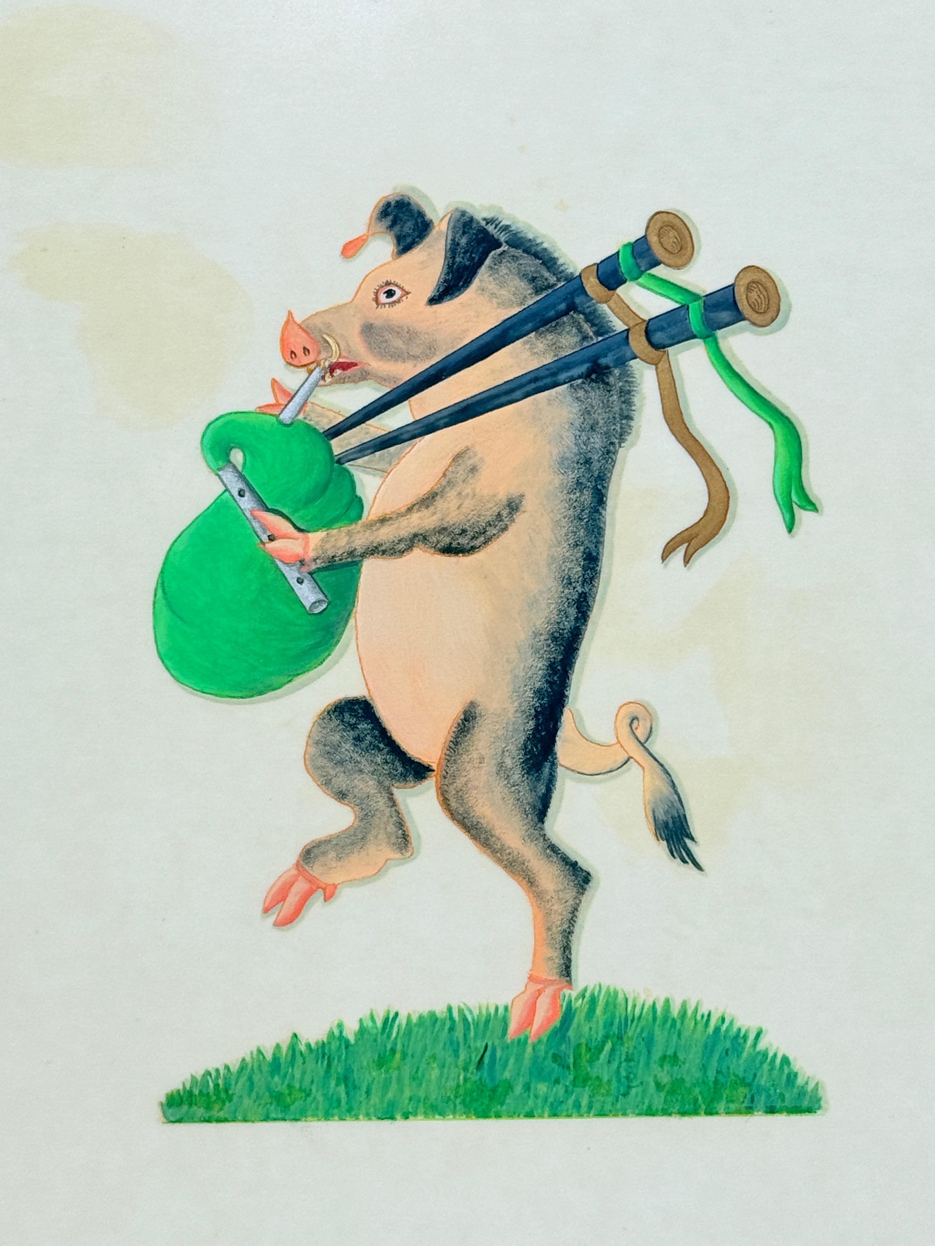 Burke Heraldry Handbemalter Vintage Wappentaschenpferd mit Wappen aus Bagpipe, handbemalt, 1976 (Barock) im Angebot
