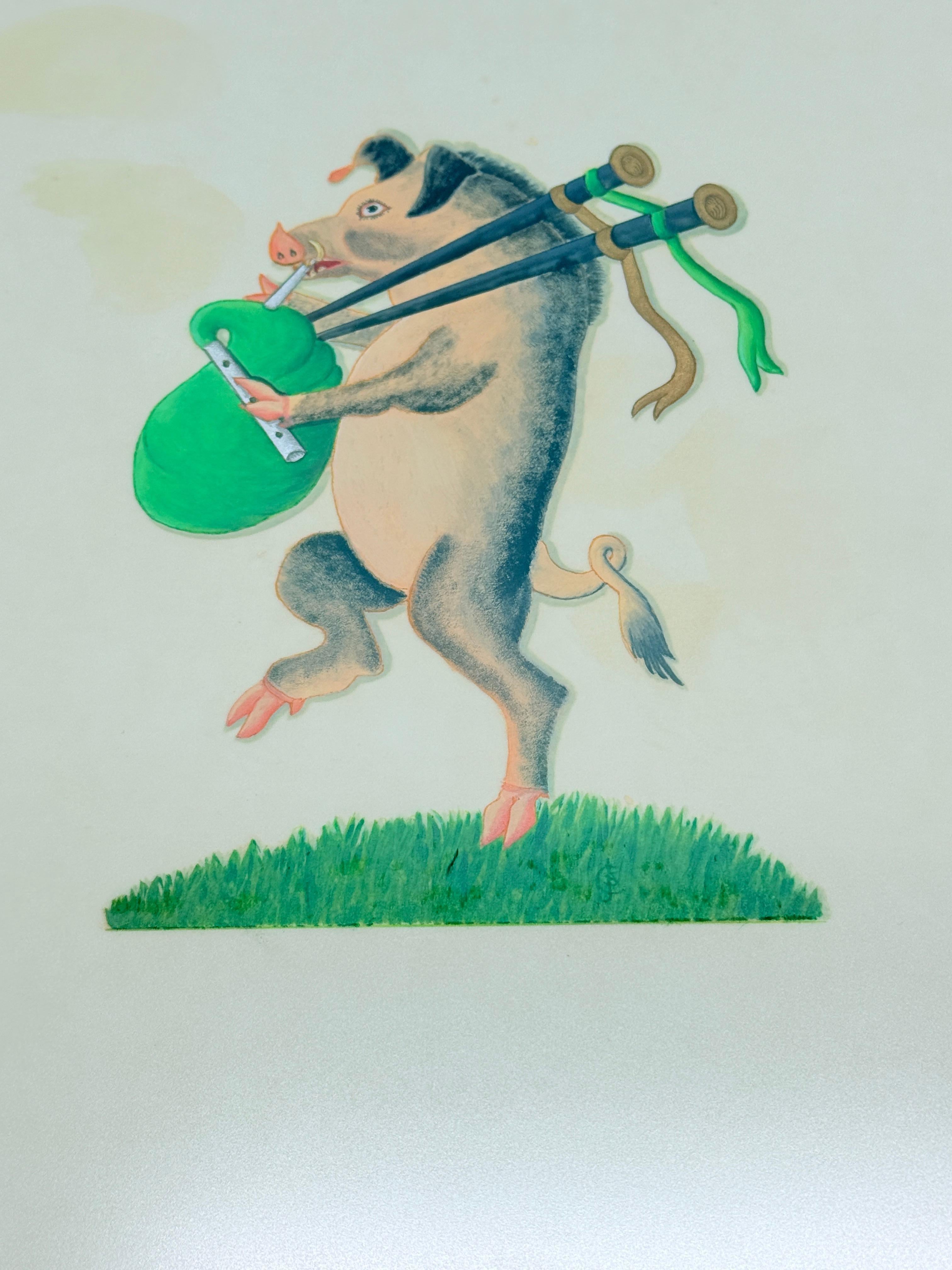 Burke Heraldry Handbemalter Vintage Wappentaschenpferd mit Wappen aus Bagpipe, handbemalt, 1976 (20. Jahrhundert) im Angebot