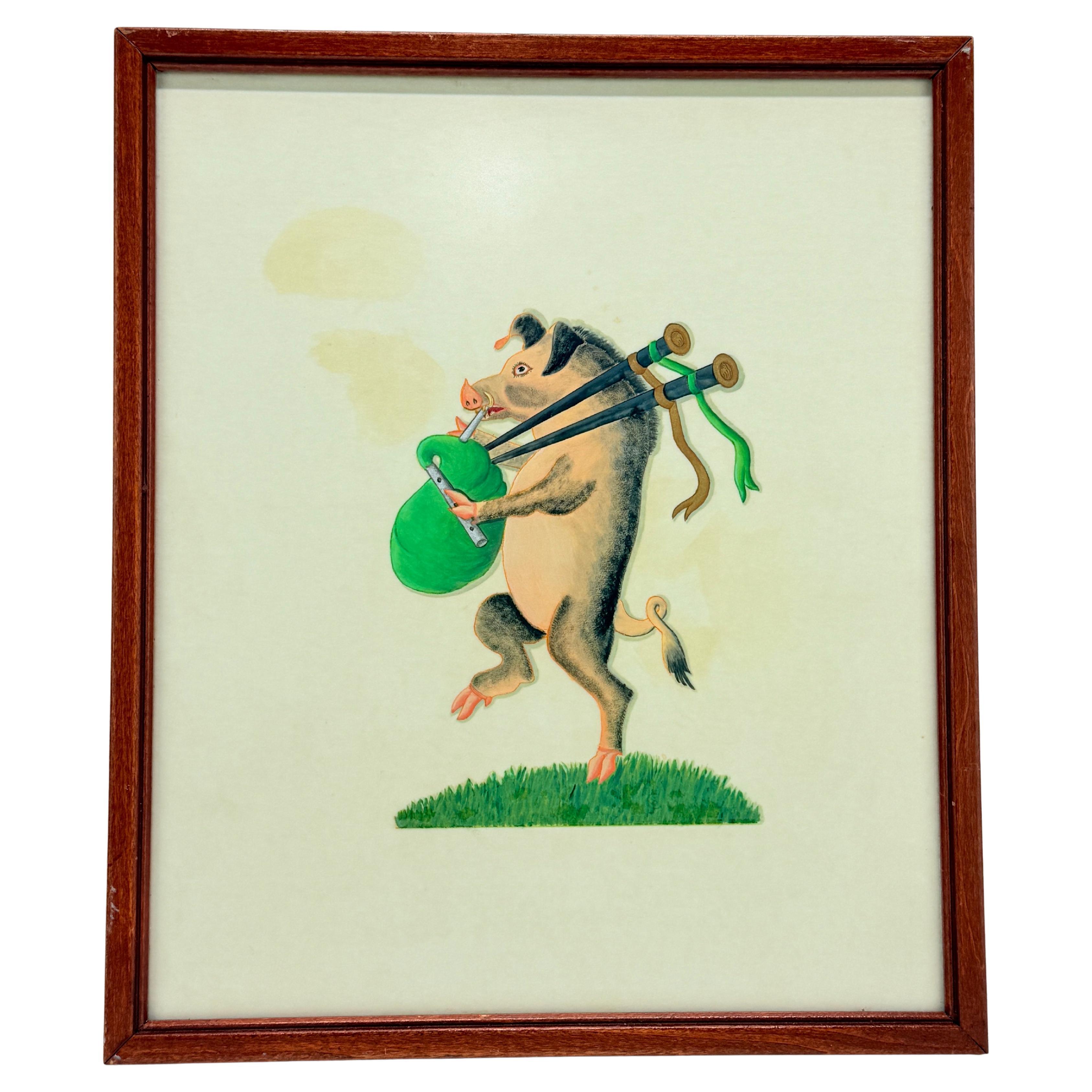 Burke Heraldry Handbemalter Vintage Wappentaschenpferd mit Wappen aus Bagpipe, handbemalt, 1976 im Angebot