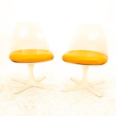 Burke Mid Century Orange Tulip Chairs, Pair