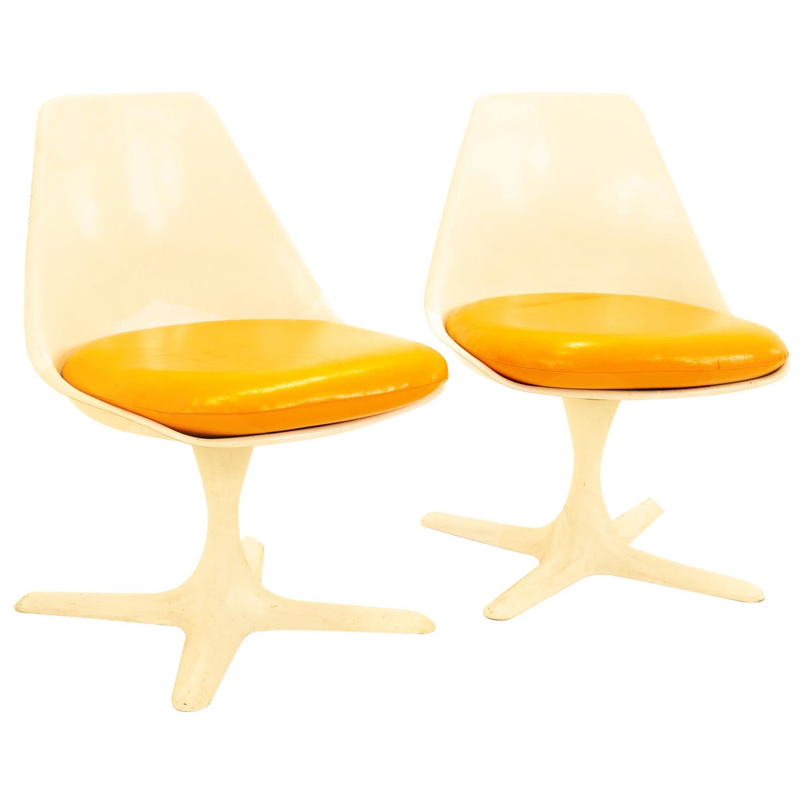 Burke Mid Century Orange Tulip Chairs, Pair