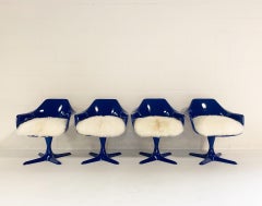 Burke Tulip Armchairs with Brazilian Sheepskin Cushions, Set of 4