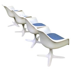 Burke Tulip Chairs, Mid Century Fiberglass Armchairs, Set of 4 Dining Chairs