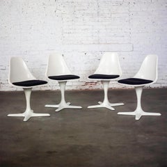 Burke Tulip Side Chairs No 103 White Shell Oval Stationary 4 Prong Bases Set 4