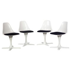 Burke Tulip Side Chairs No 103 White Shell Oval Stationary 4 Prong Bases Set 4