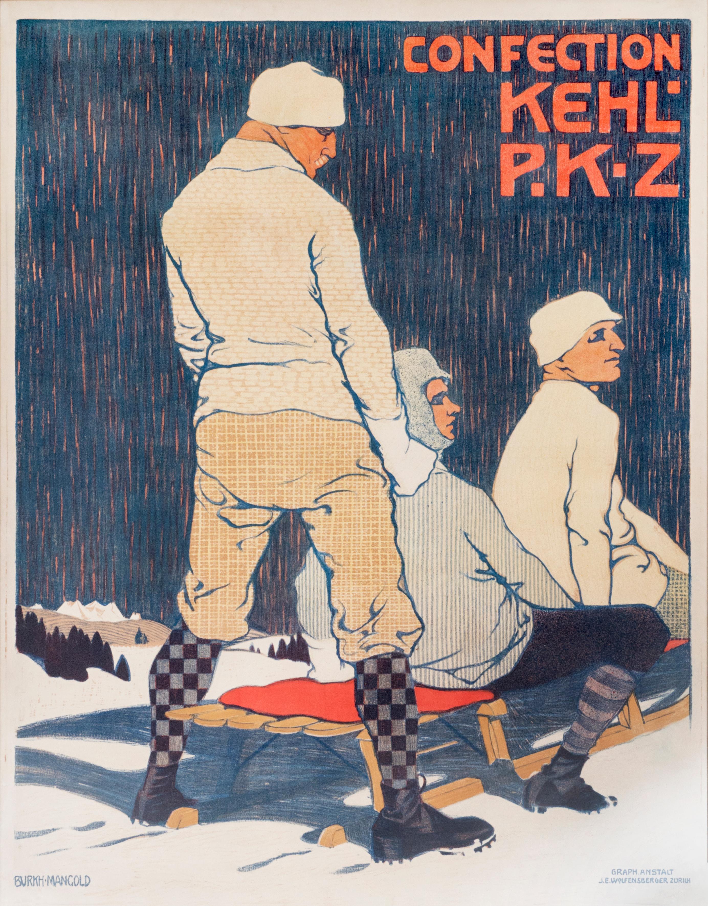 "Confection Kehl/PKZ" Original Vintage Men's Fashion Poster  - Print by Burkhard Mangold