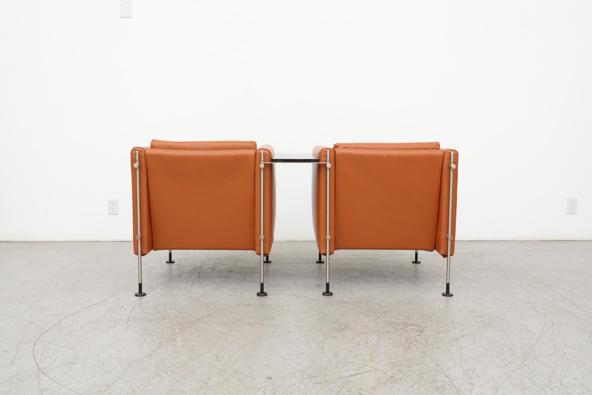 Burkhard Vogtherr 'Felix' Cube Lounge Chair Set in Cognac Skai for Arflex For Sale 5