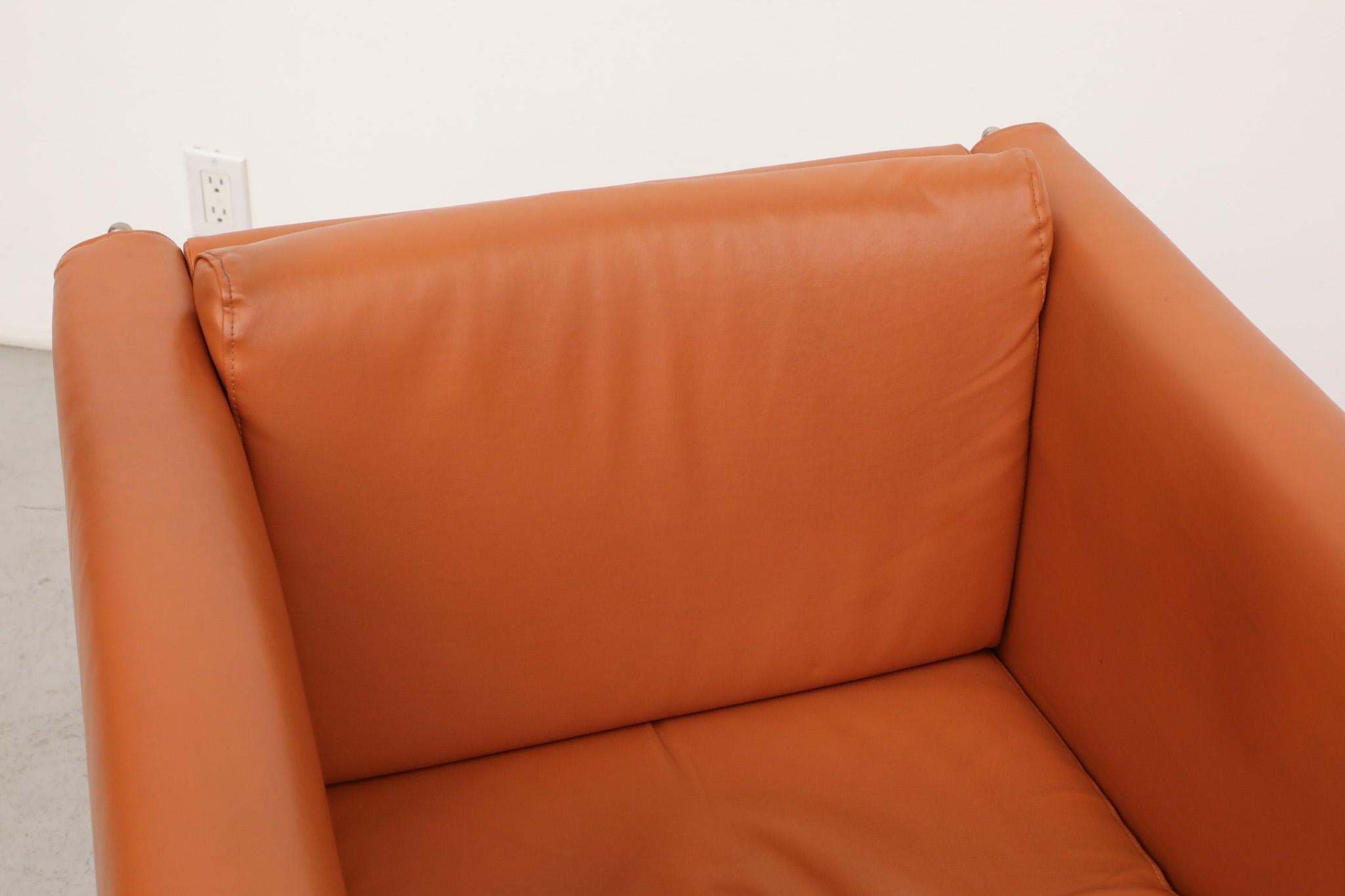Burkhard Vogtherr 'Felix' Cube Lounge Chair Set in Cognac Skai for Arflex For Sale 8