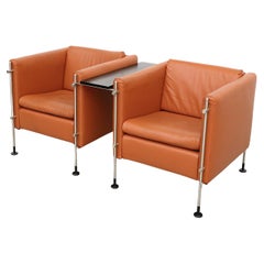 Used Burkhard Vogtherr 'Felix' Cube Lounge Chair Set in Cognac Skai for Arflex