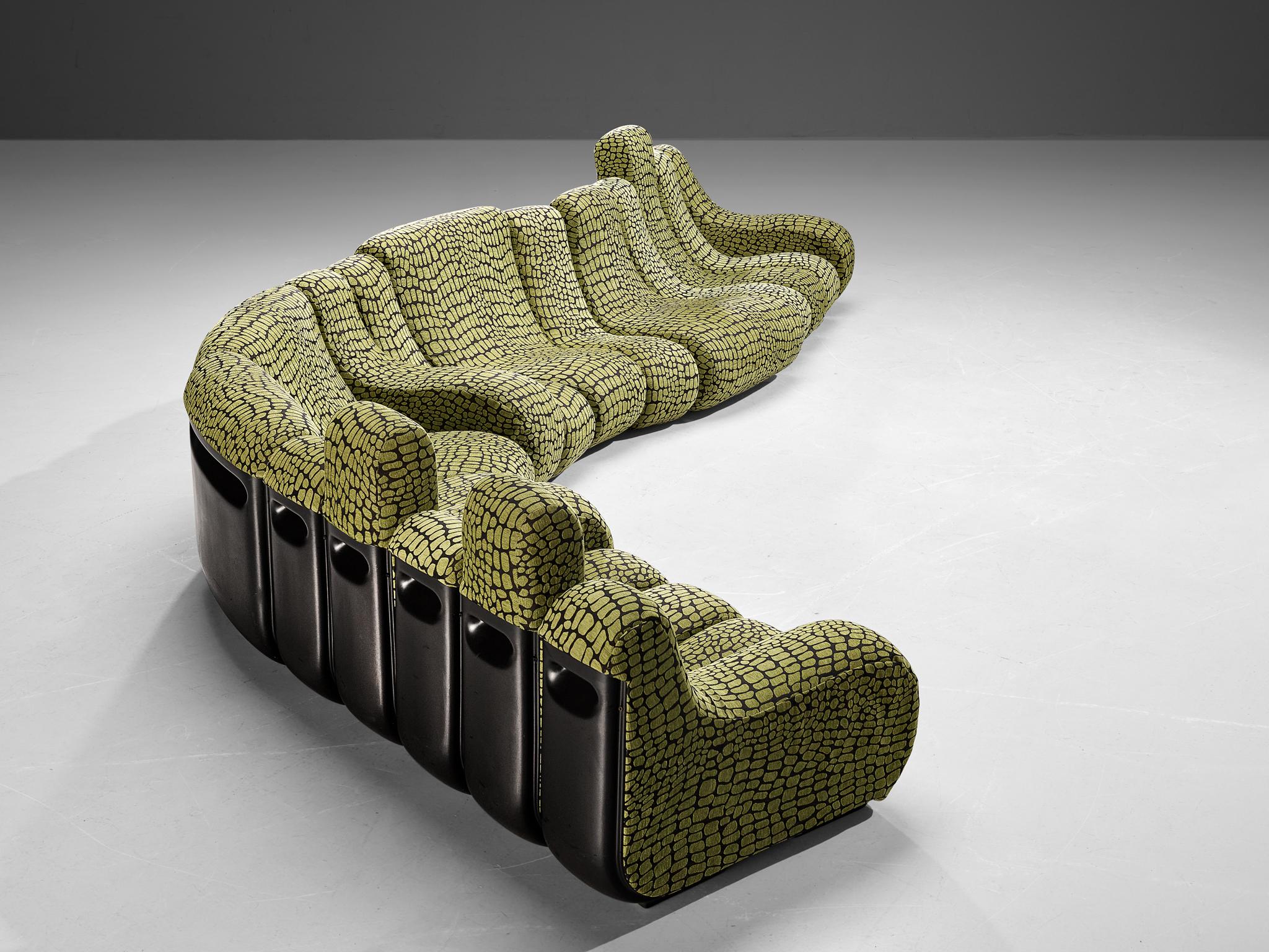 Burkhard Vogtherr for Rosenthal, model 'Vario Pillo', modular sofa, Germany, 1970s

This exuberant buildable sofa is designed by Burkhard Vogtherr. A very rare type of modular sofa with amazing black and green alligator print fabric. The sofa