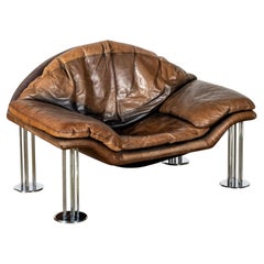 Burkhard Vogtherr Leather Lounge Chair, 1980s