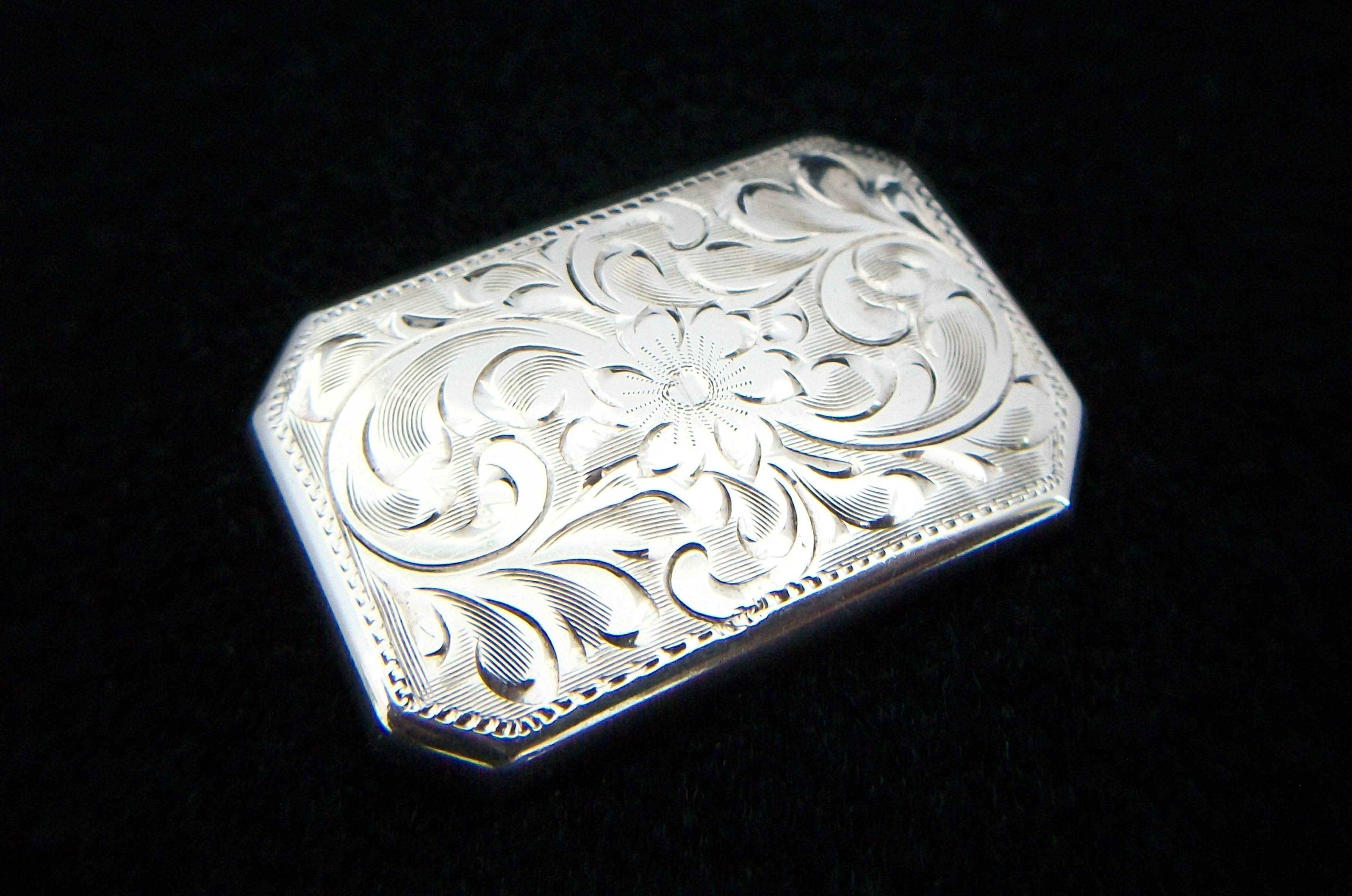 Women's or Men's BURKHARDT - Vintage Engraved Sterling Silver Brooch - Canada - Circa 1950's For Sale