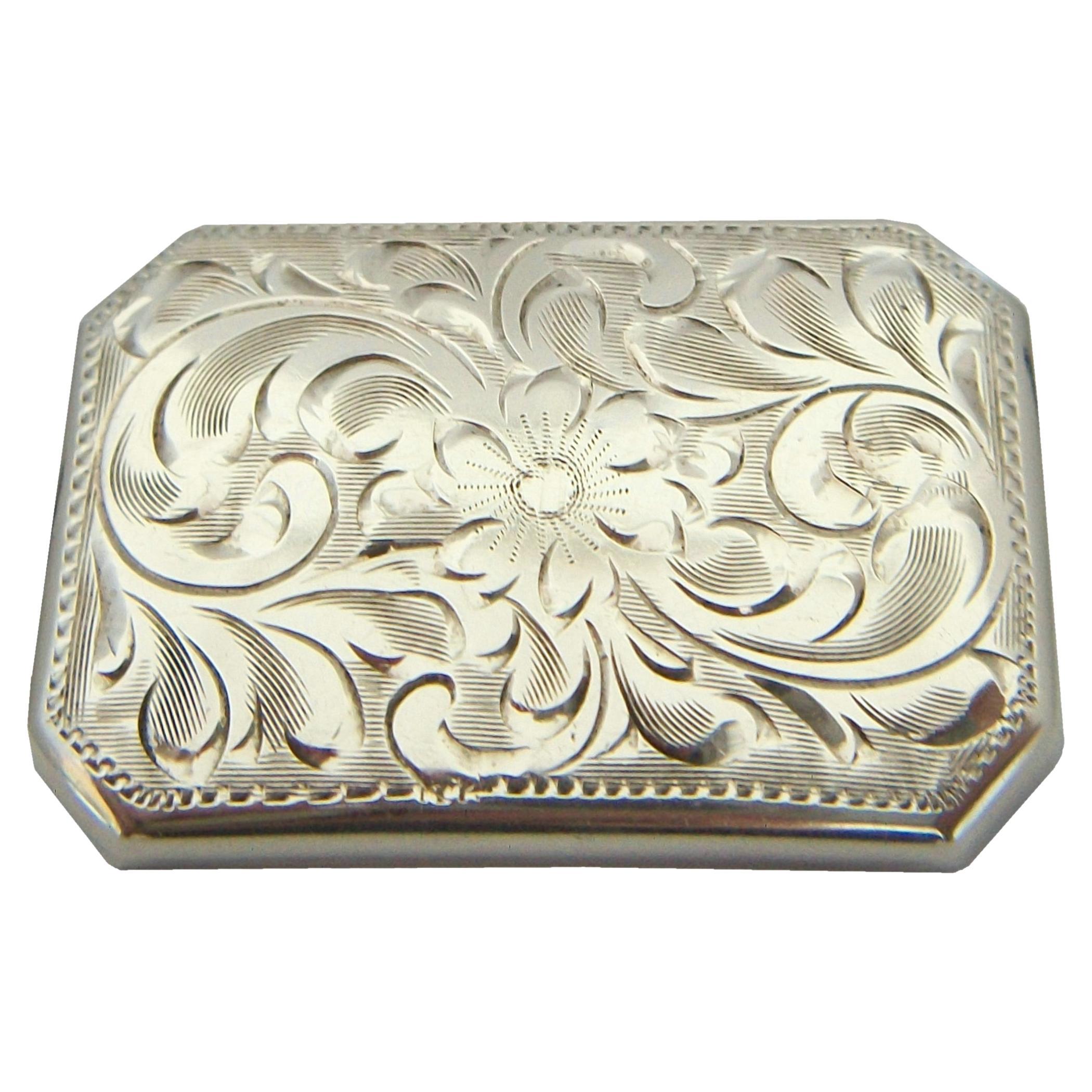 BURKHARDT - Vintage Engraved Sterling Silver Brooch - Canada - Circa 1950's For Sale