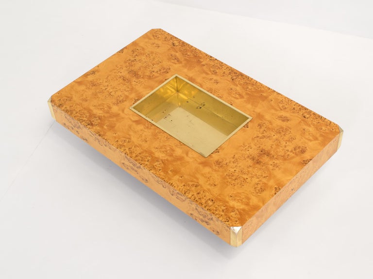 Burl 'Alveo' Coffee Table with Bar by Willy Rizzo for Mario Sabot, Italy 1970s 4