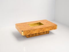 Burl 'Alveo' Coffee Table with Bar by Willy Rizzo for Mario Sabot, Italy 1970s