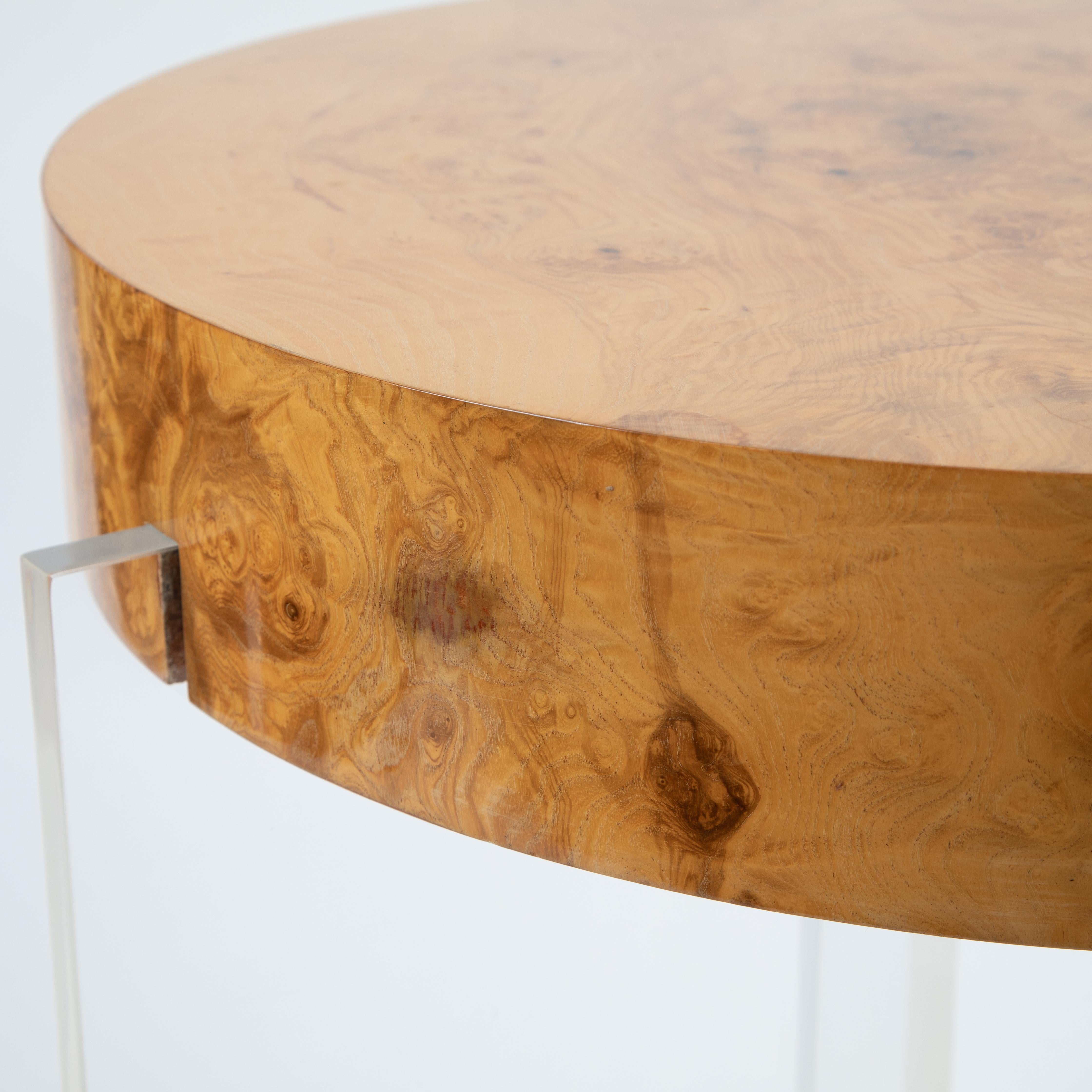 Vladimir Kagan Burl and Acrylic Center Table, circa 1970s 1