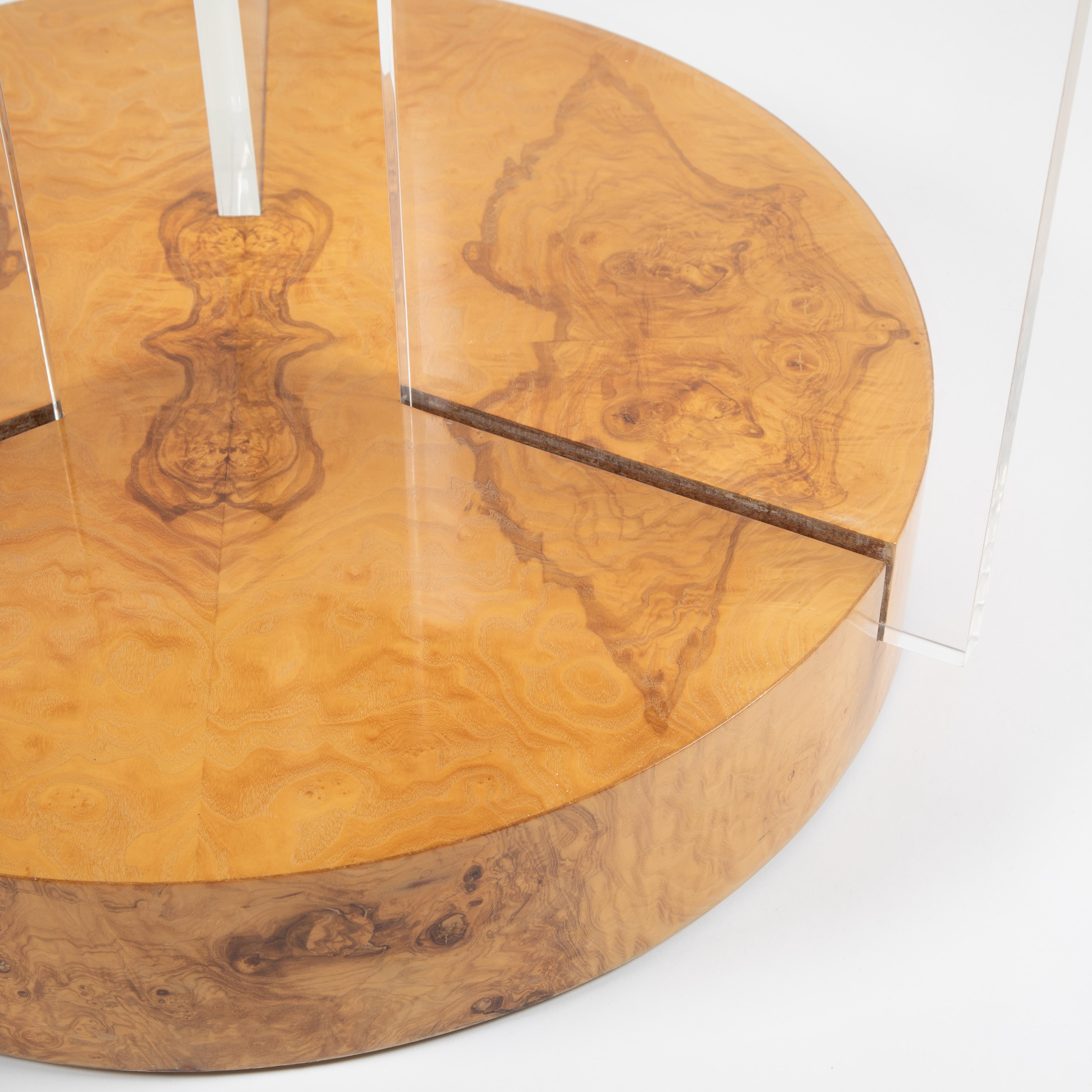Vladimir Kagan Burl and Acrylic Center Table, circa 1970s 5