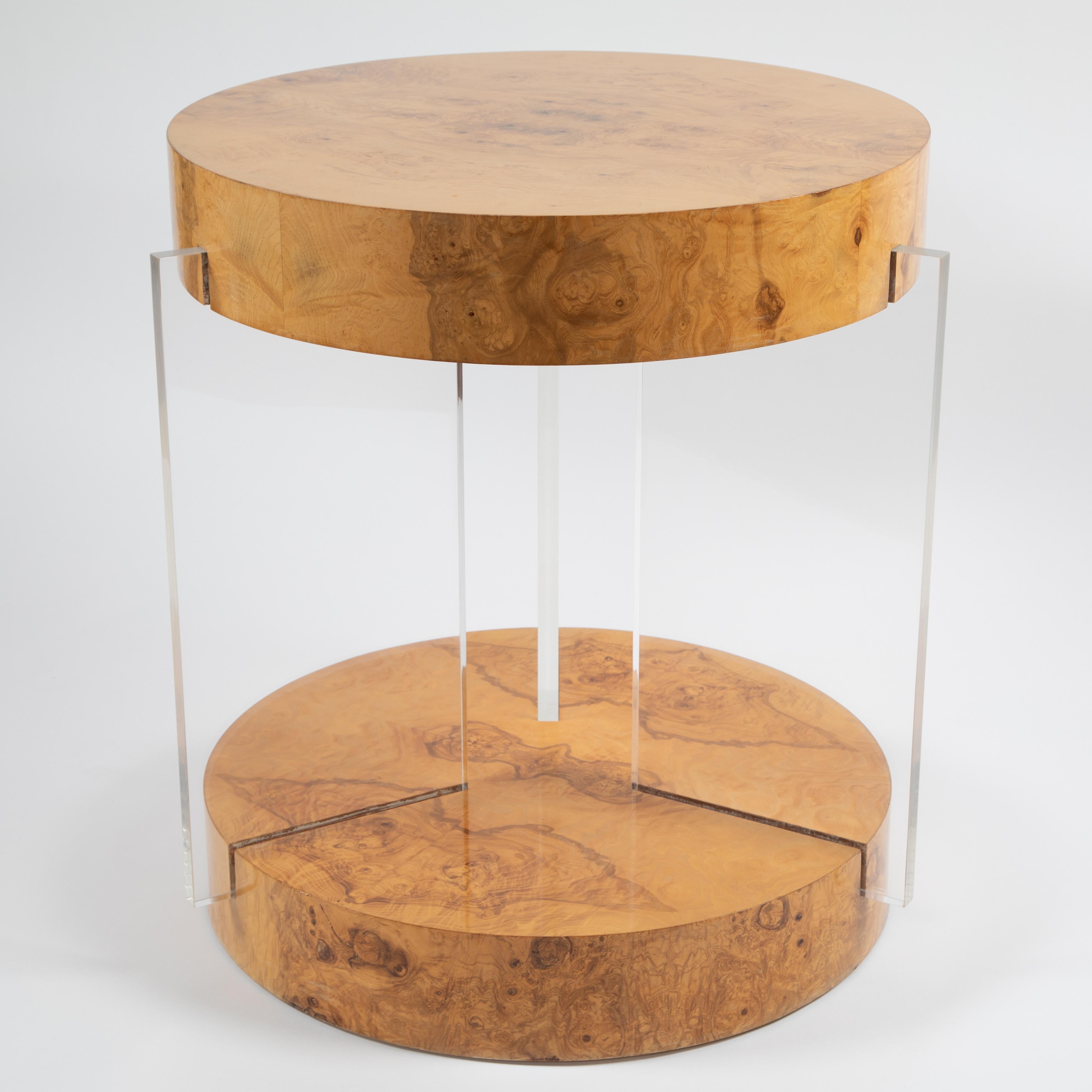 American Vladimir Kagan Burl and Acrylic Center Table, circa 1970s