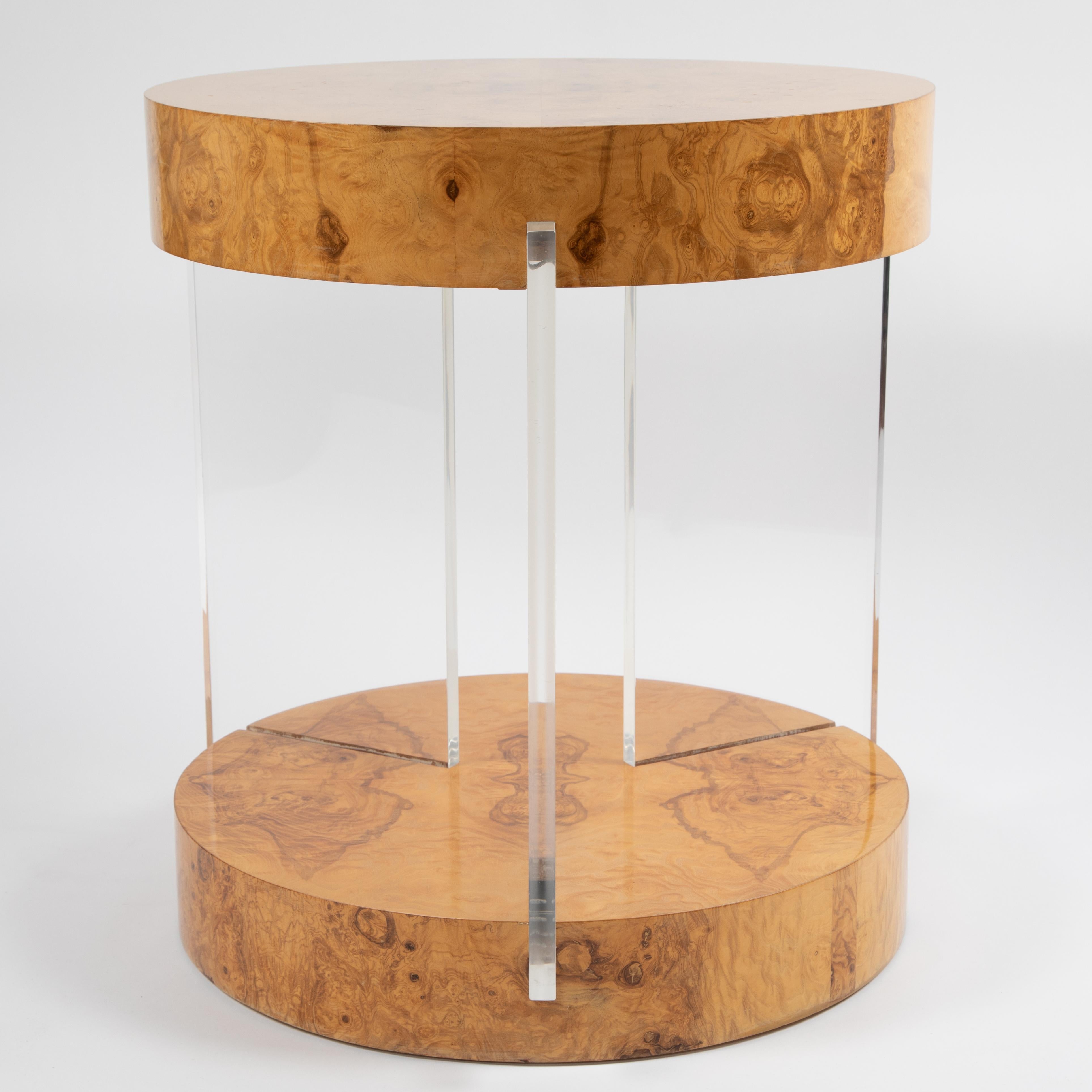 Vladimir Kagan Burl and Acrylic Center Table, circa 1970s In Good Condition In Brooklyn, NY