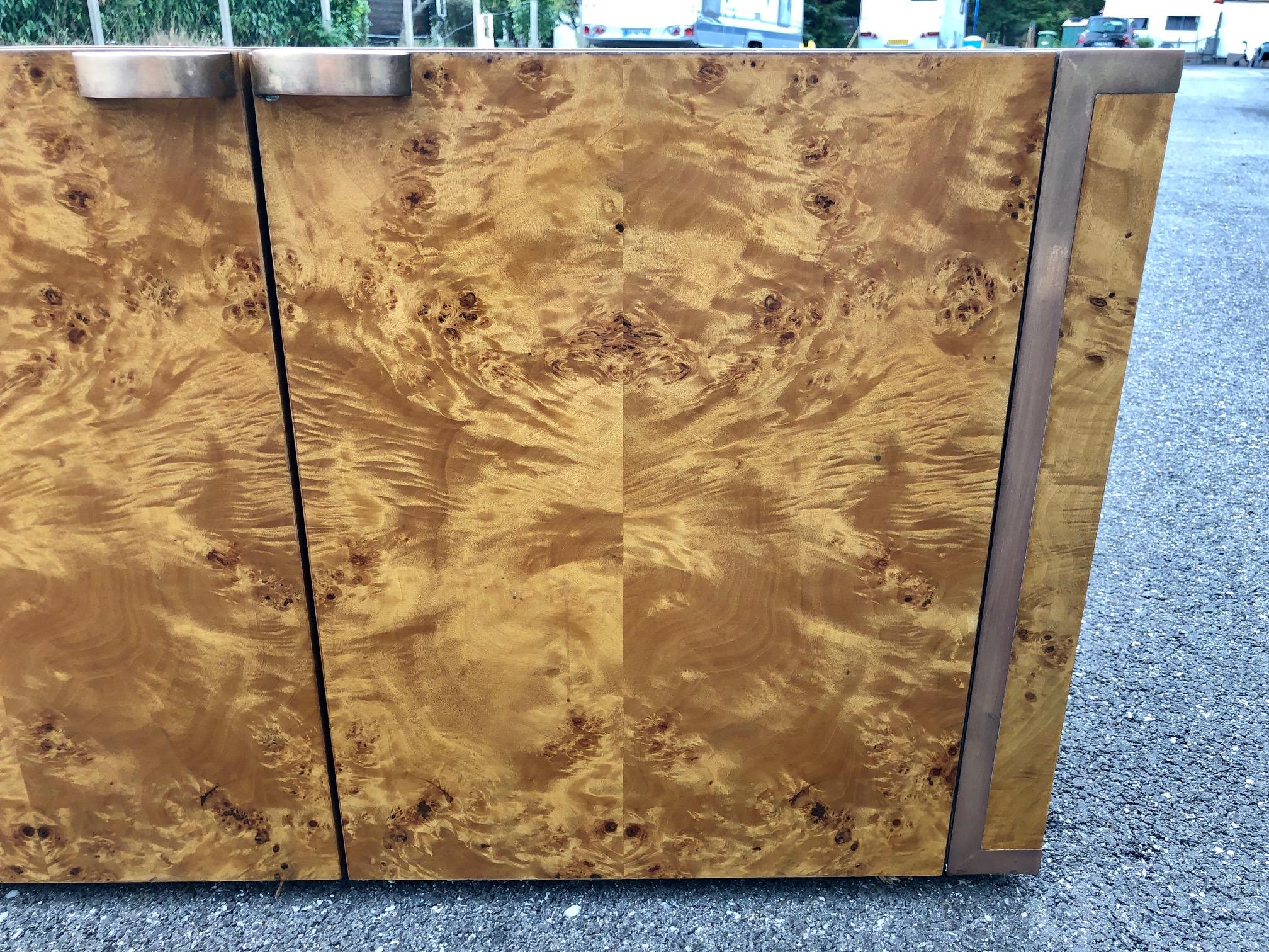 Burl and Brass Cabinet by JC Mahey for Roche Bobois 1