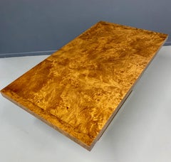 Burl and Brass Dining Table in the Manner of Milo Baughman Midcentury