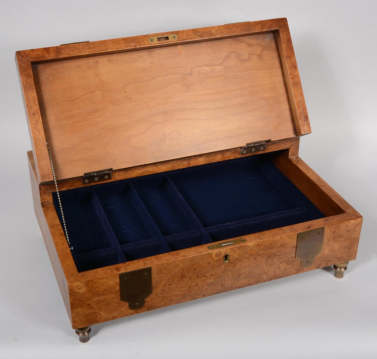 Burl and Brass Jewelry Box by Drexel at 1stDibs
