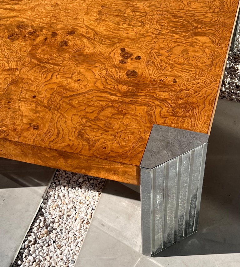Burl and Chrome Coffee Table by Milo Baughman, 1970s For Sale 5