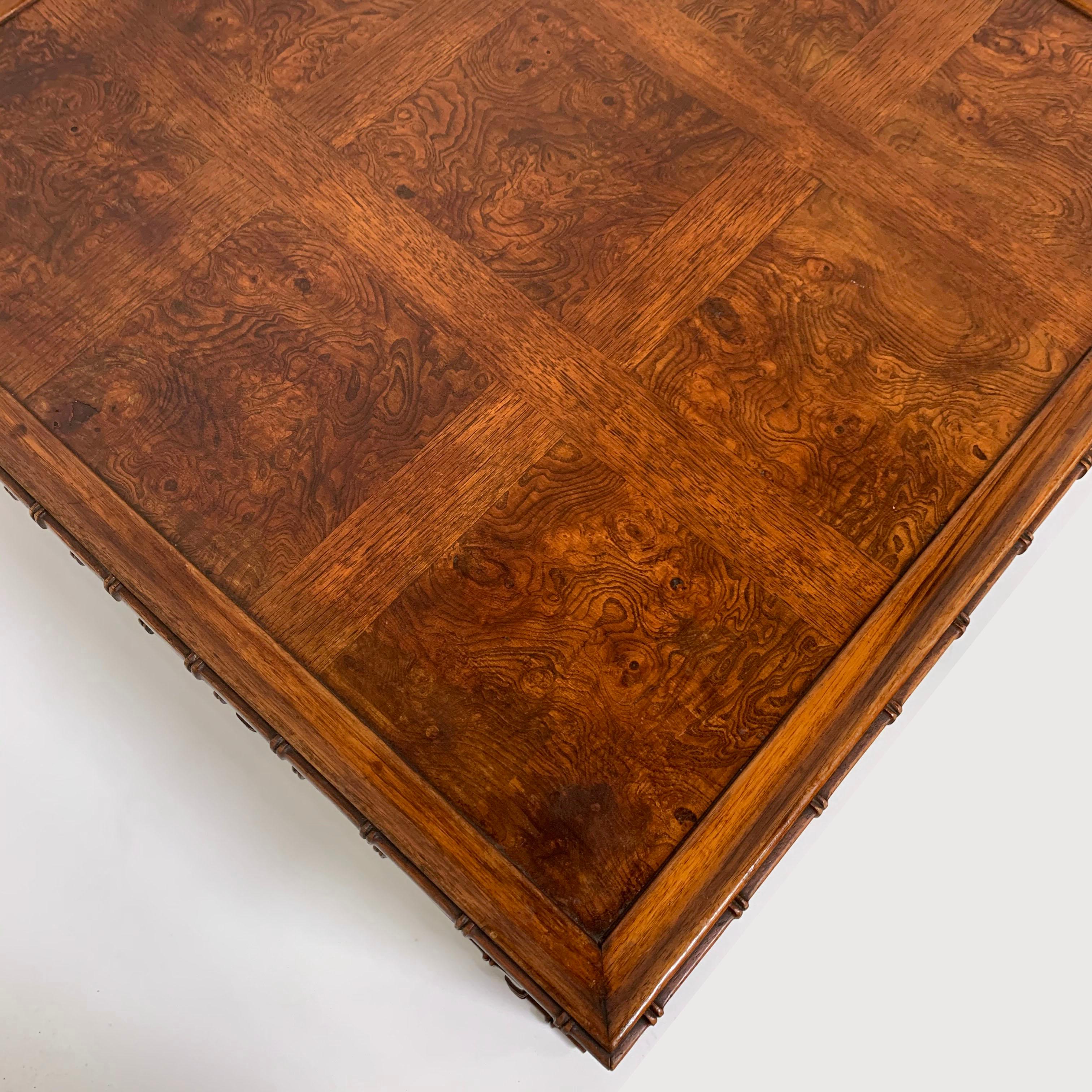 American Burl and Walnut Coffee Table by Heritage Furniture, circa 1970s