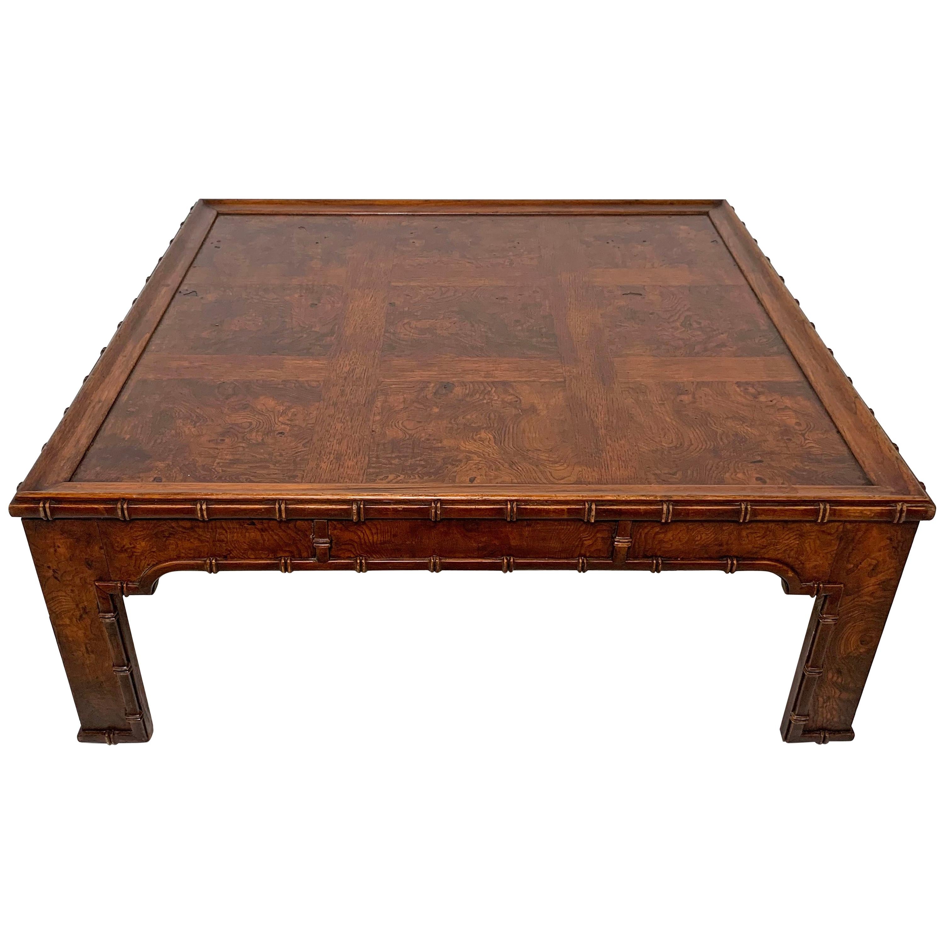 Burl and Walnut Coffee Table by Heritage Furniture, circa 1970s