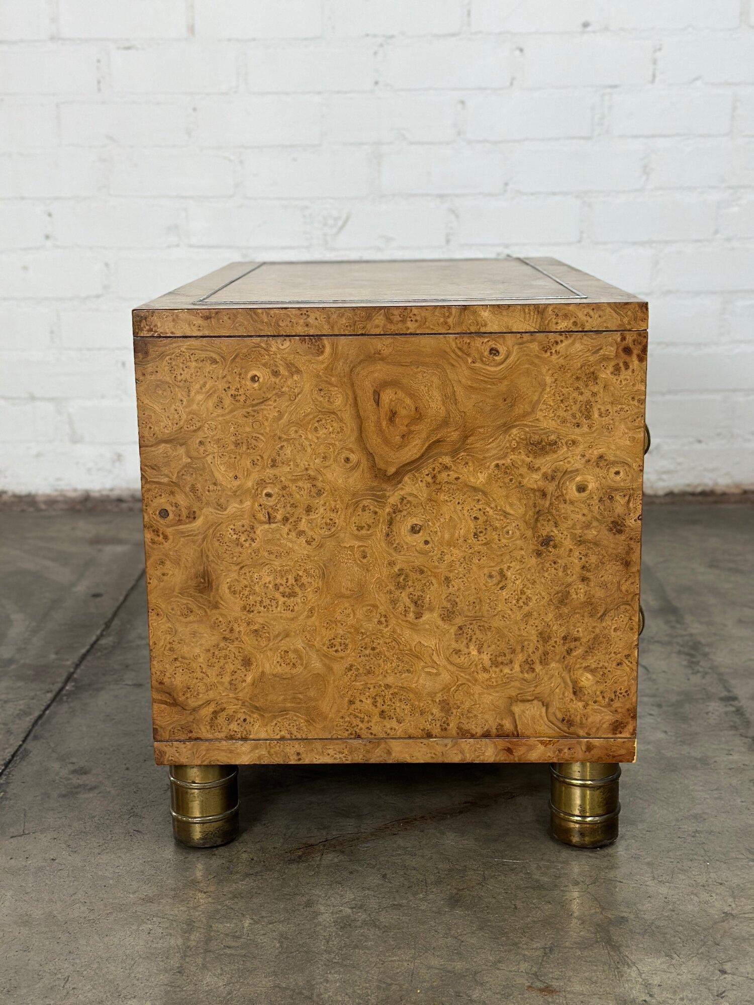Burl & Brass Compact Chest of Drawers by Mastercraft 5
