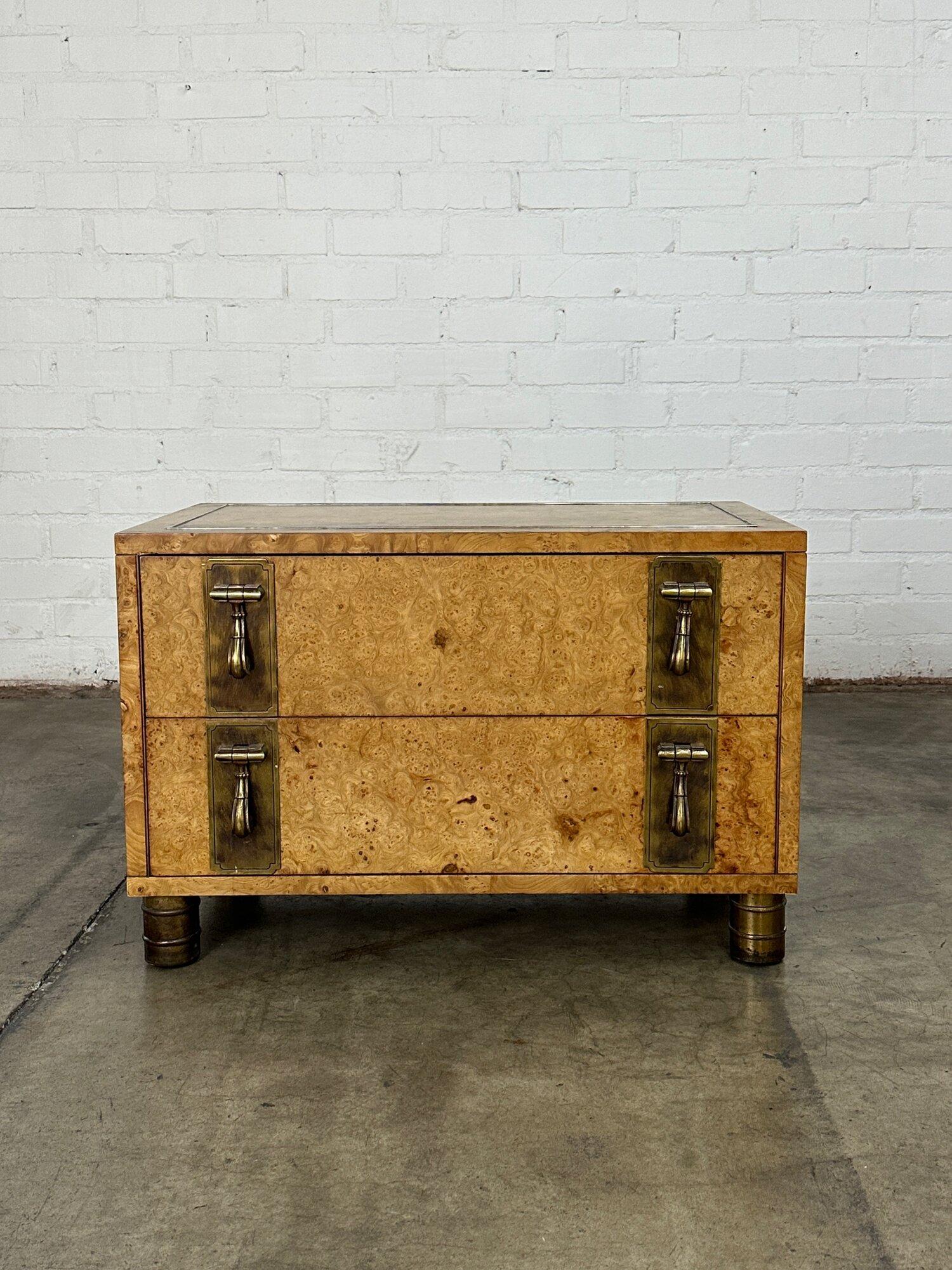 Burl & Brass Compact Chest of Drawers by Mastercraft In Good Condition In Los Angeles, CA