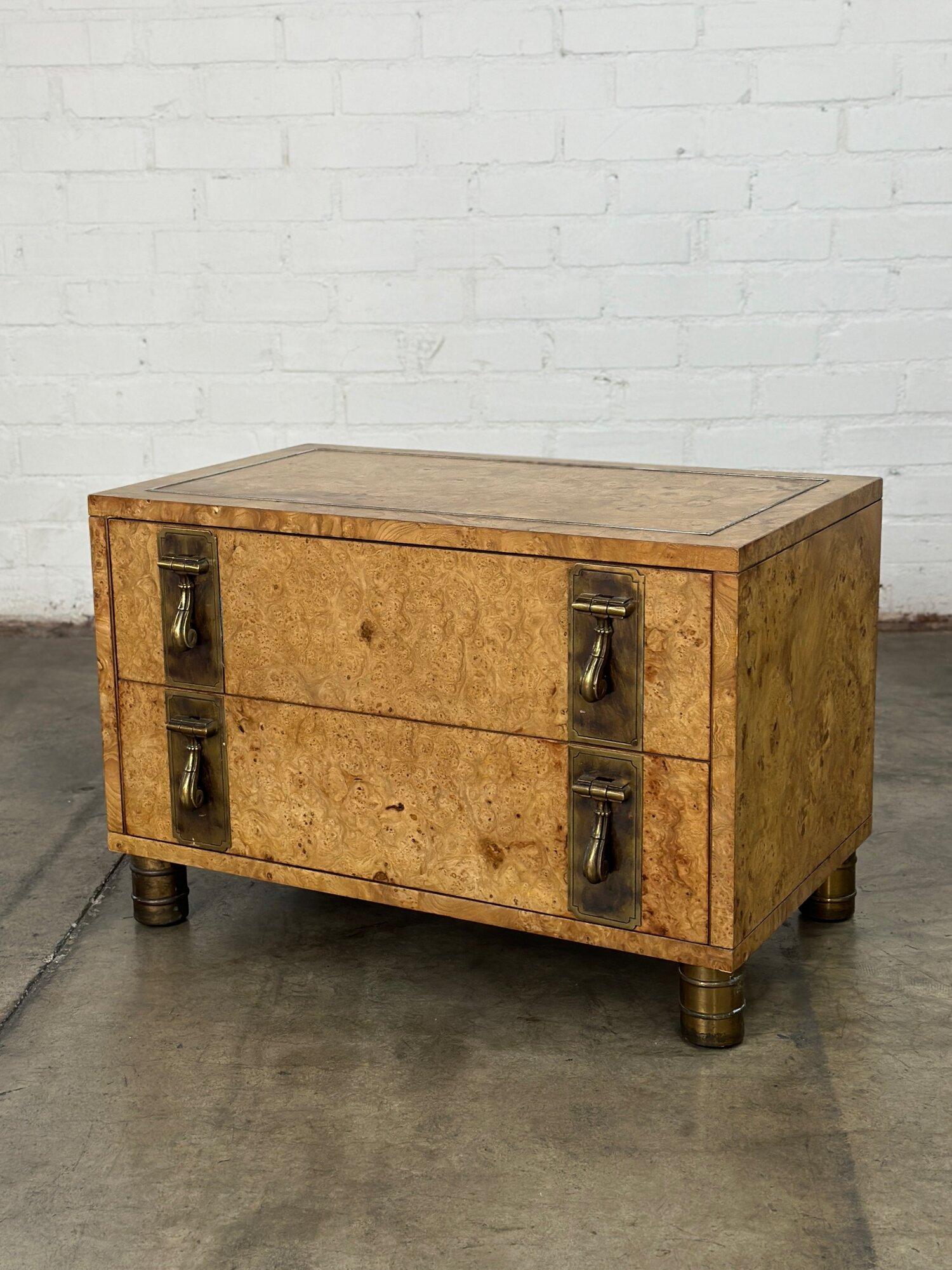 Burl & Brass Compact Chest of Drawers by Mastercraft 1