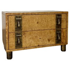 Burl & Brass Compact Chest of Drawers by Mastercraft