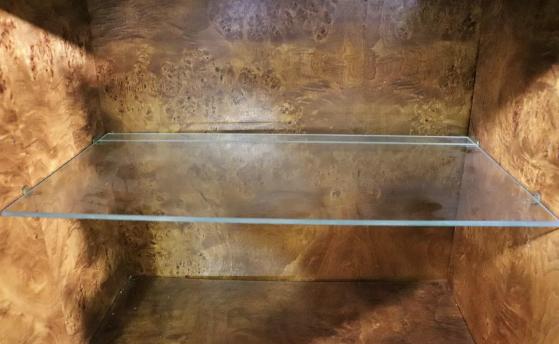 Mid-Century Modern Burl & Brass Credenza by Founders For Sale