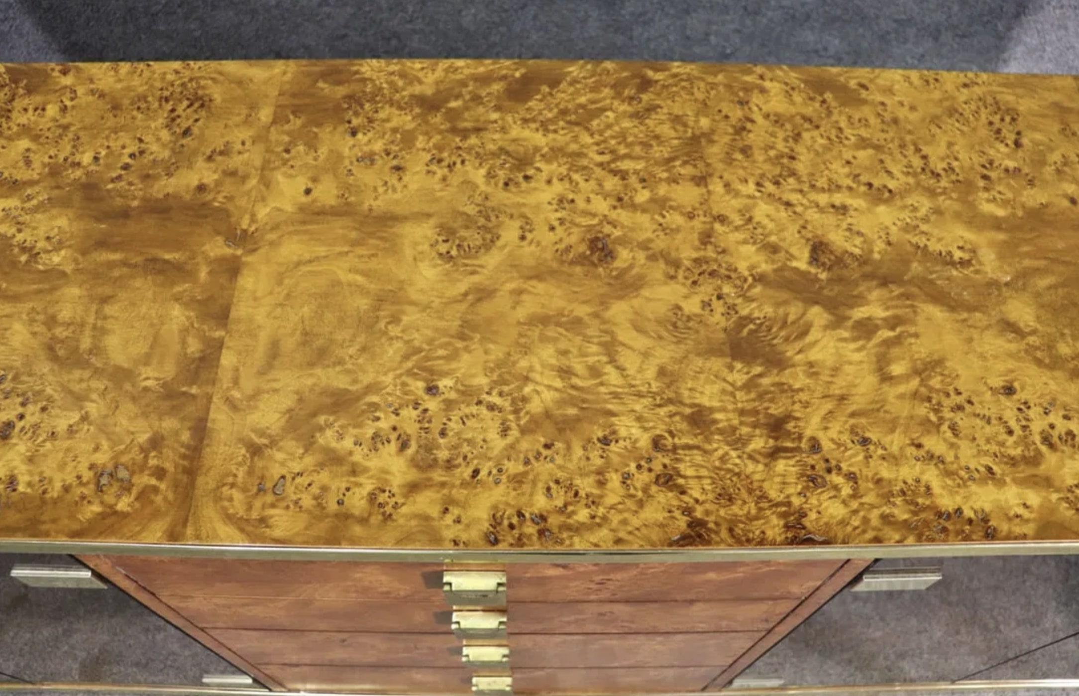 Burl & Brass Credenza by Founders For Sale 2