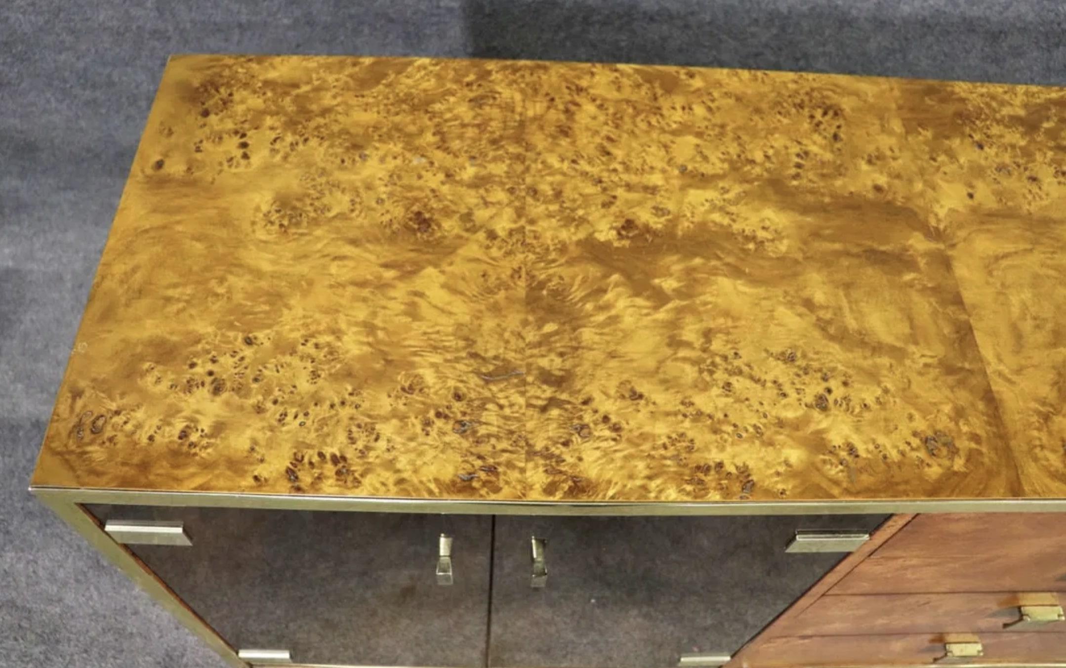 Burl & Brass Credenza by Founders For Sale 3